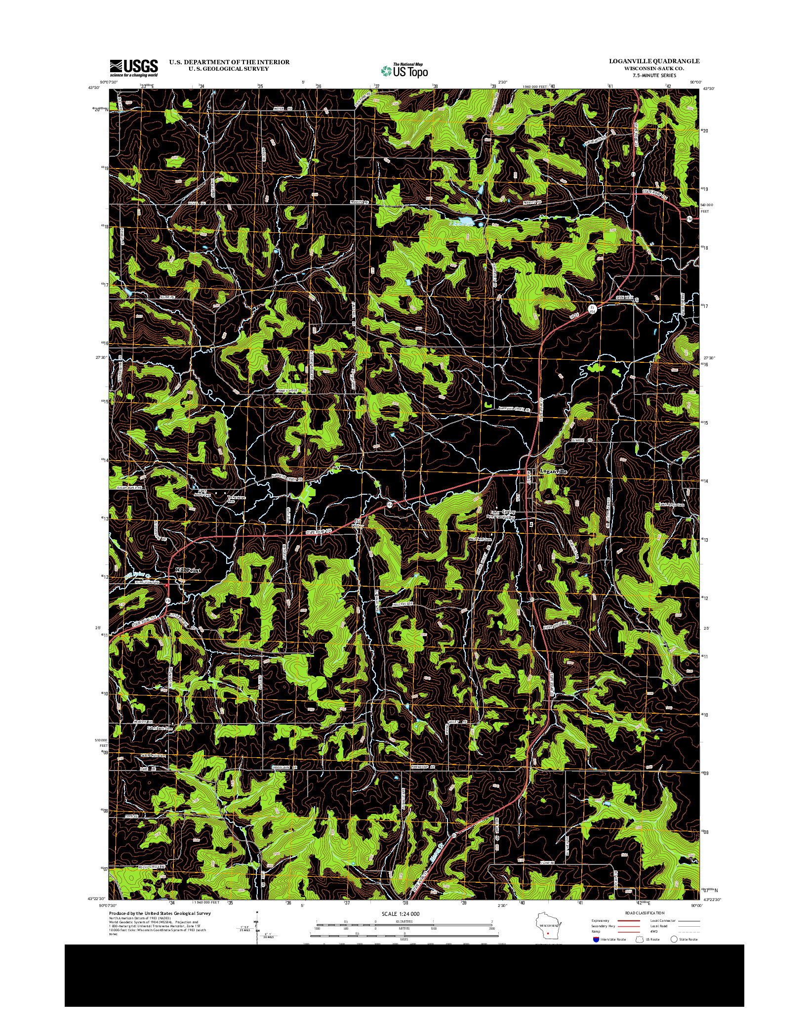 USGS US TOPO 7.5-MINUTE MAP FOR LOGANVILLE, WI 2013