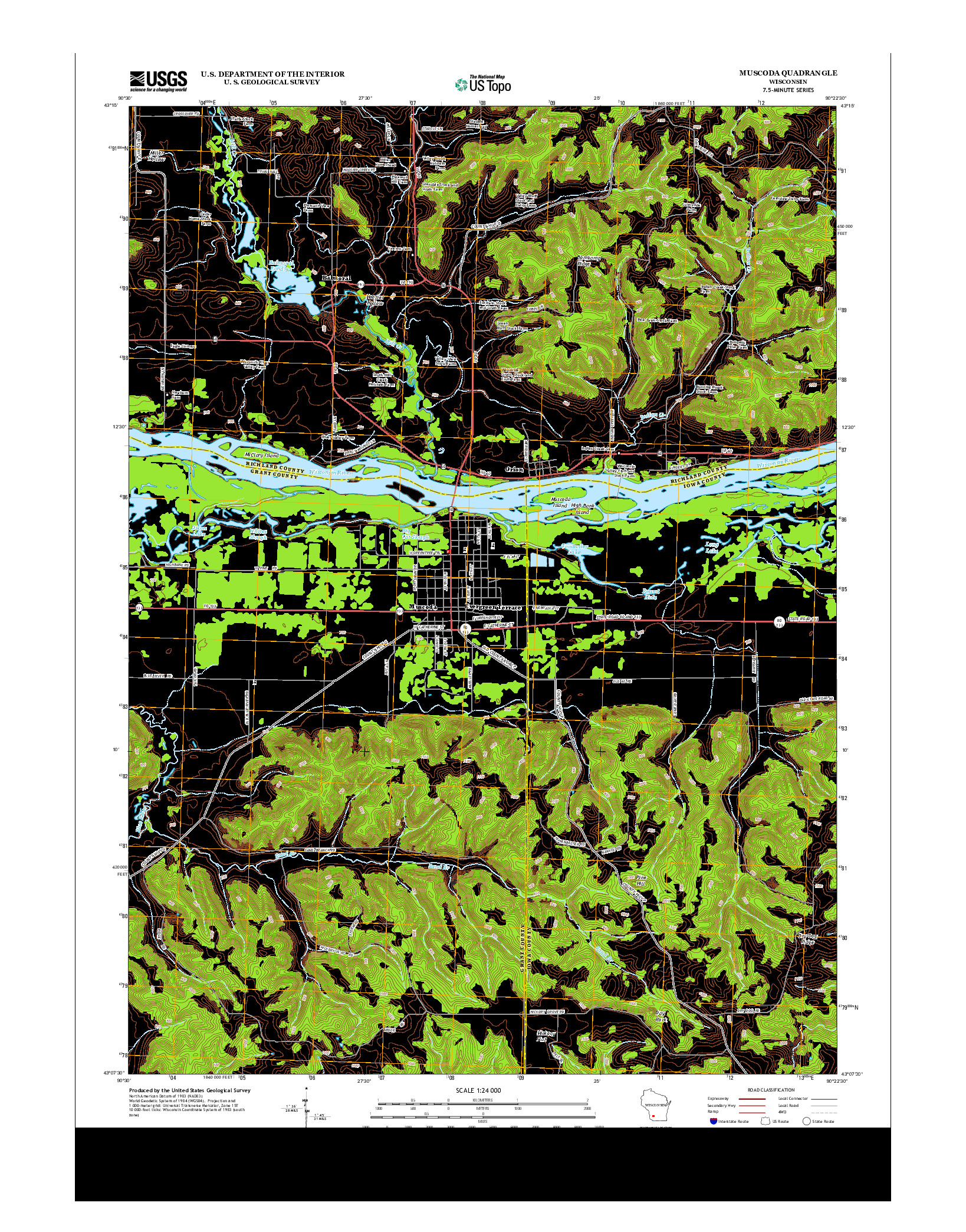 USGS US TOPO 7.5-MINUTE MAP FOR MUSCODA, WI 2013