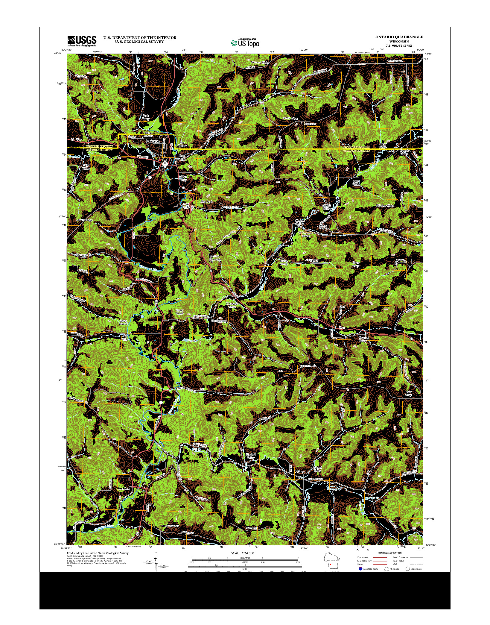 USGS US TOPO 7.5-MINUTE MAP FOR ONTARIO, WI 2013