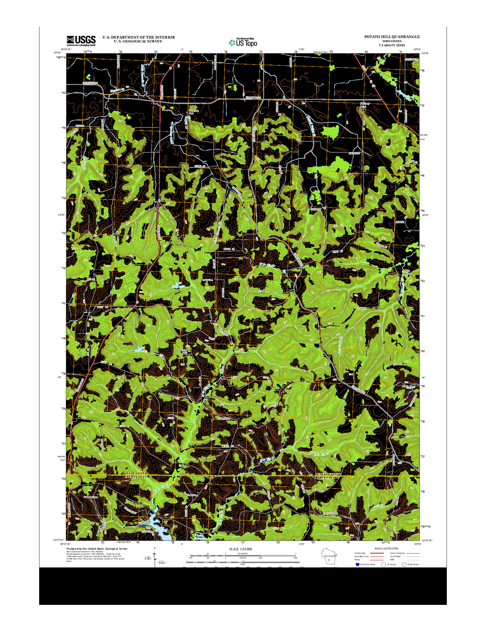 USGS US TOPO 7.5-MINUTE MAP FOR POTATO HILL, WI 2013