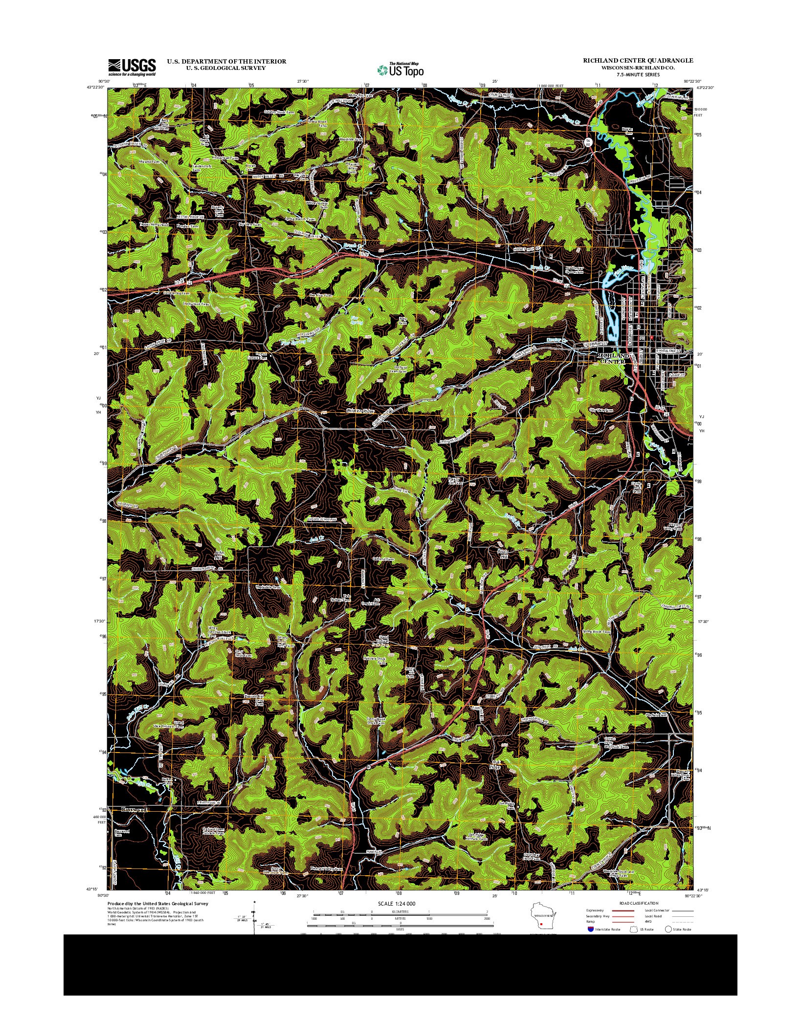 USGS US TOPO 7.5-MINUTE MAP FOR RICHLAND CENTER, WI 2013