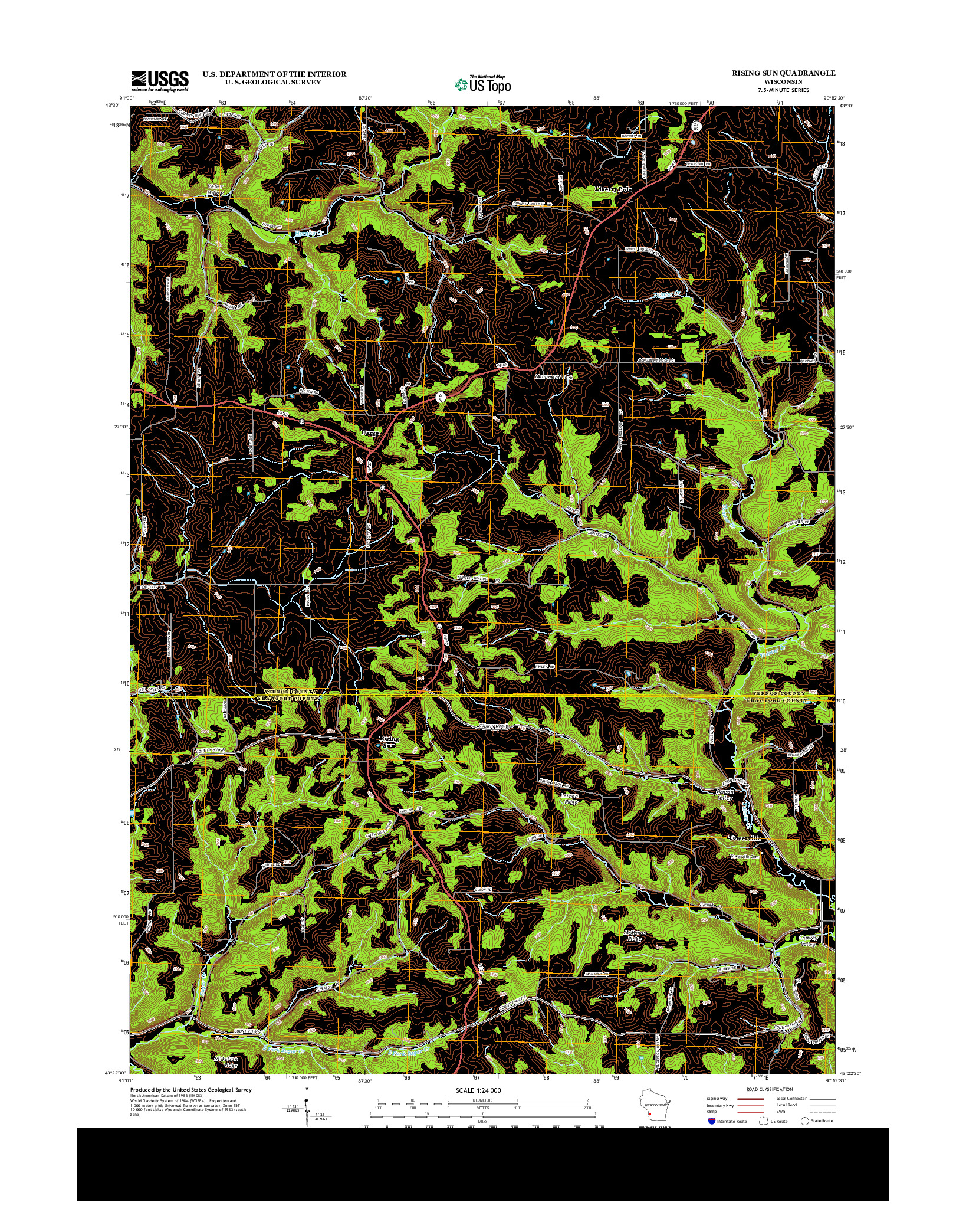 USGS US TOPO 7.5-MINUTE MAP FOR RISING SUN, WI 2013