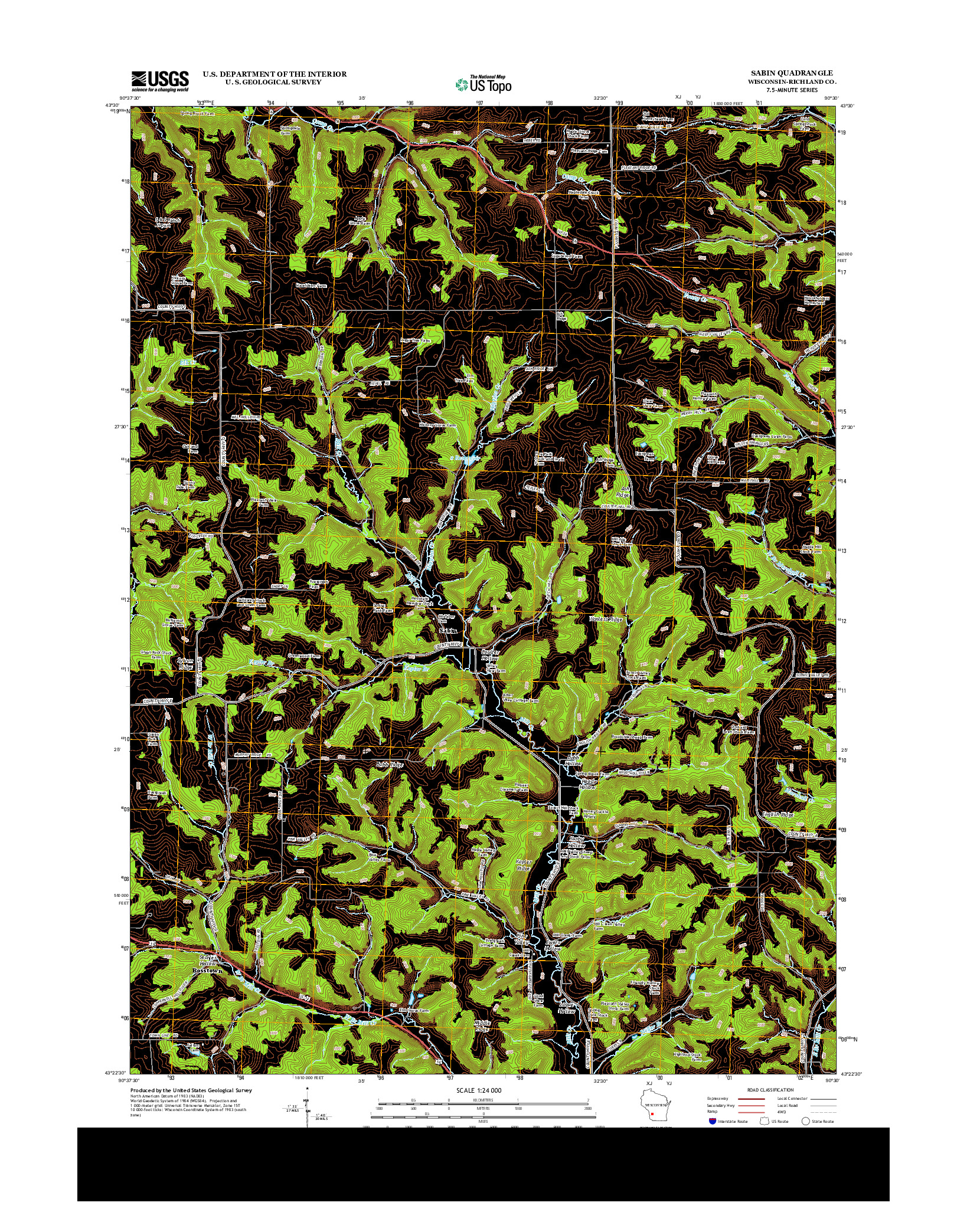 USGS US TOPO 7.5-MINUTE MAP FOR SABIN, WI 2013