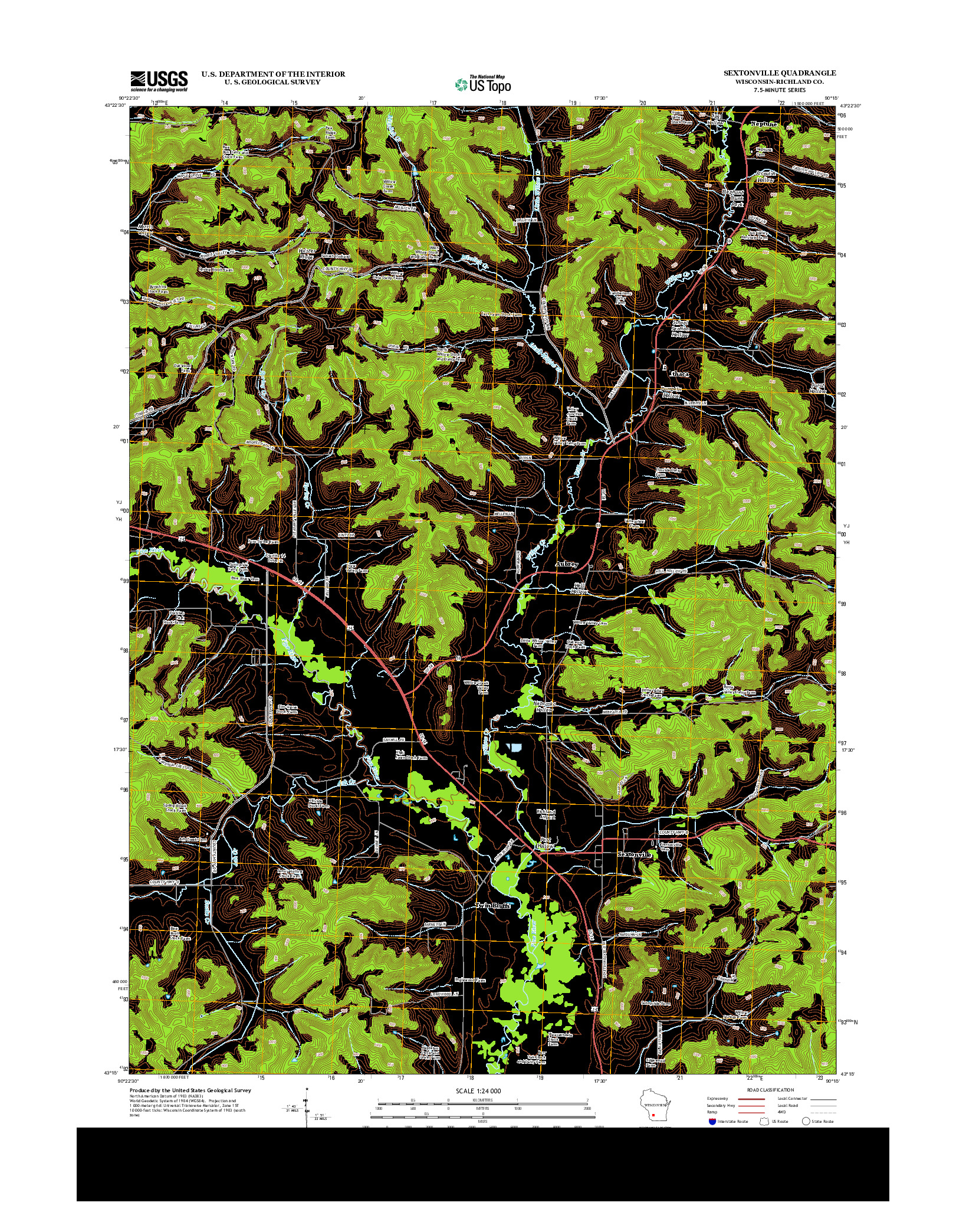 USGS US TOPO 7.5-MINUTE MAP FOR SEXTONVILLE, WI 2013