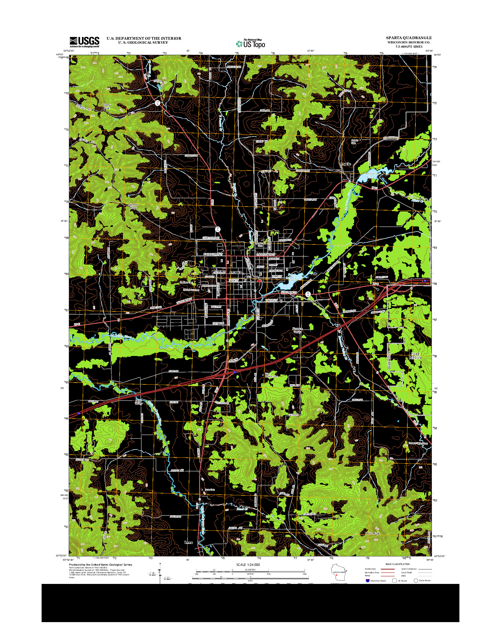 USGS US TOPO 7.5-MINUTE MAP FOR SPARTA, WI 2013