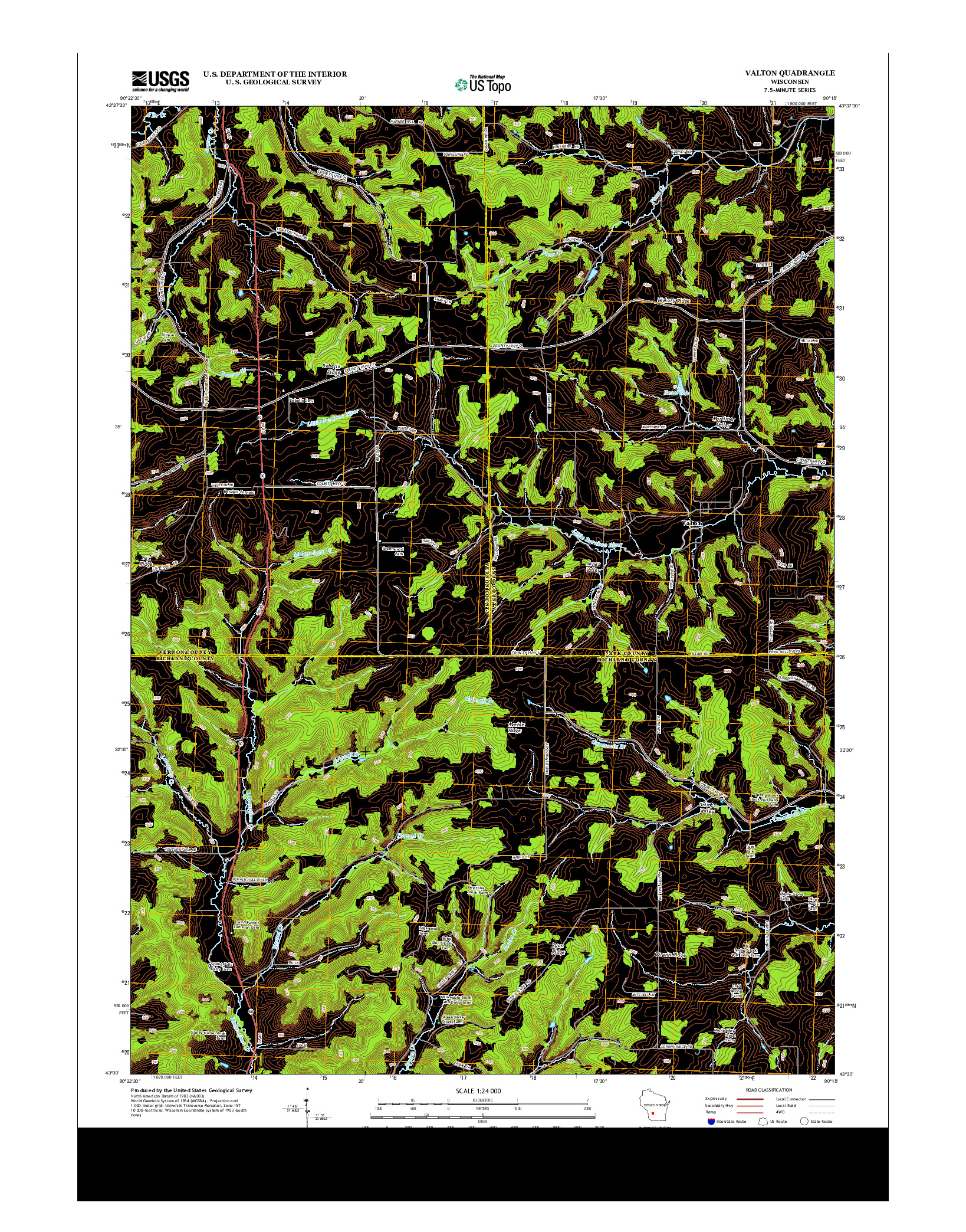 USGS US TOPO 7.5-MINUTE MAP FOR VALTON, WI 2013