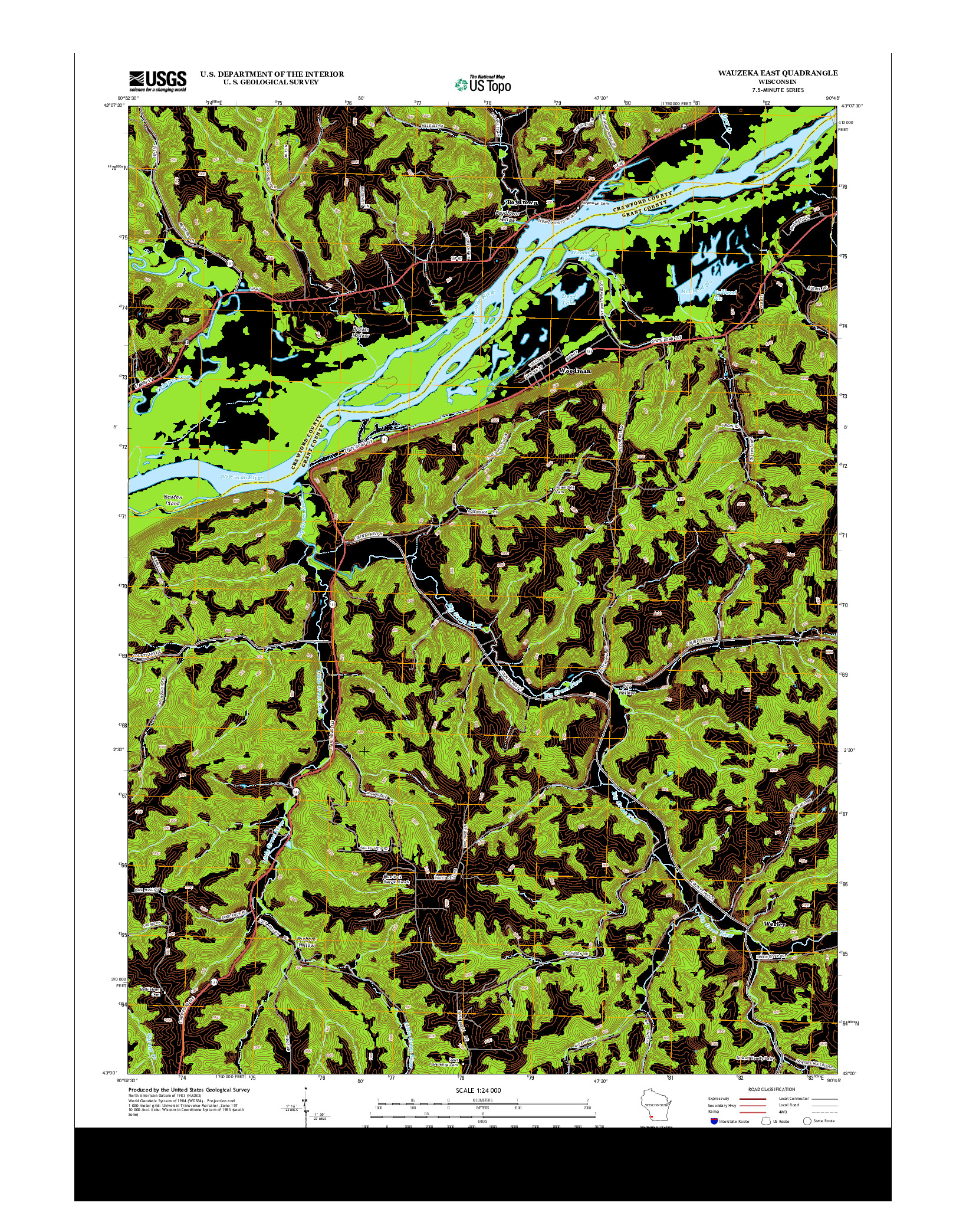 USGS US TOPO 7.5-MINUTE MAP FOR WAUZEKA EAST, WI 2013