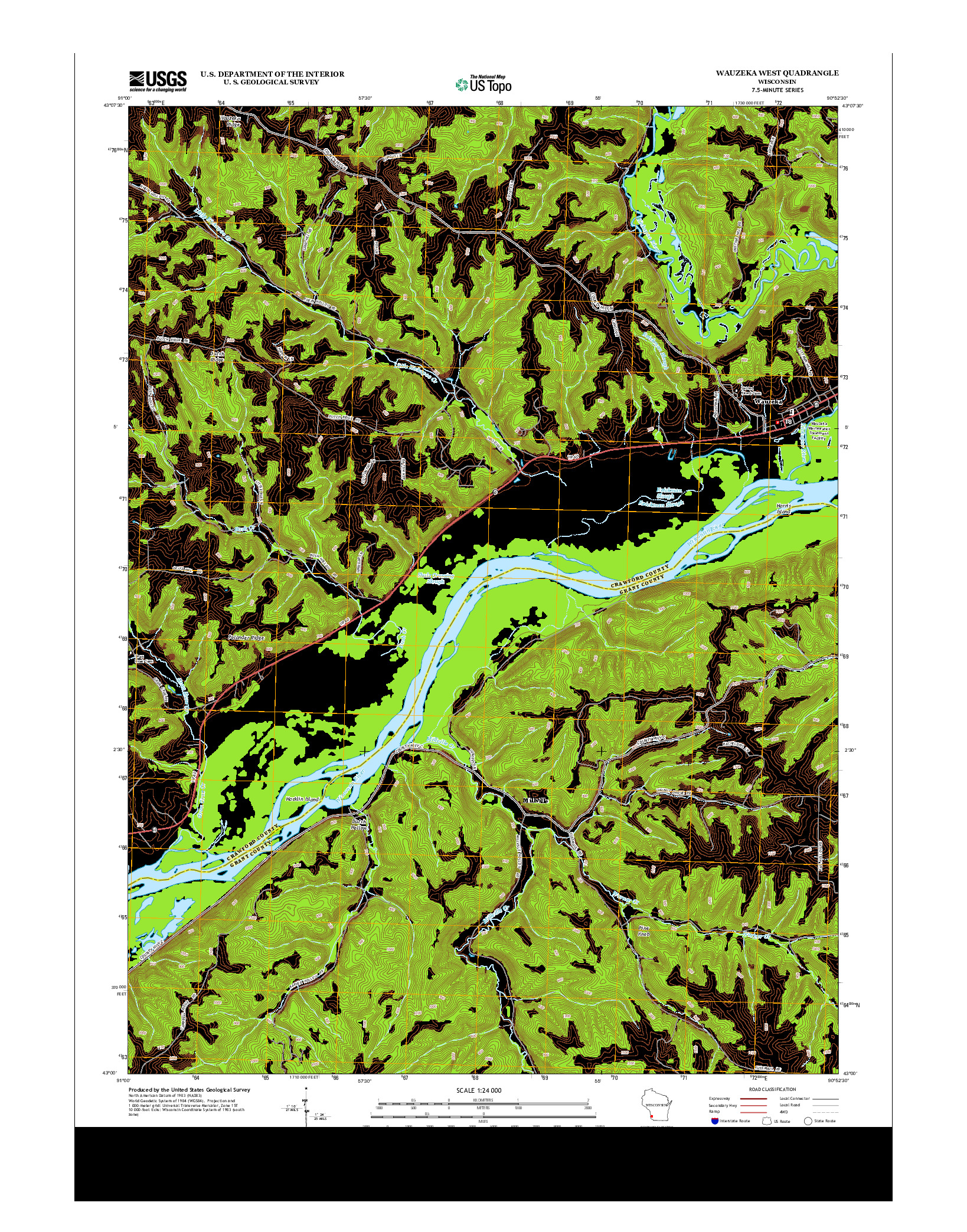 USGS US TOPO 7.5-MINUTE MAP FOR WAUZEKA WEST, WI 2013