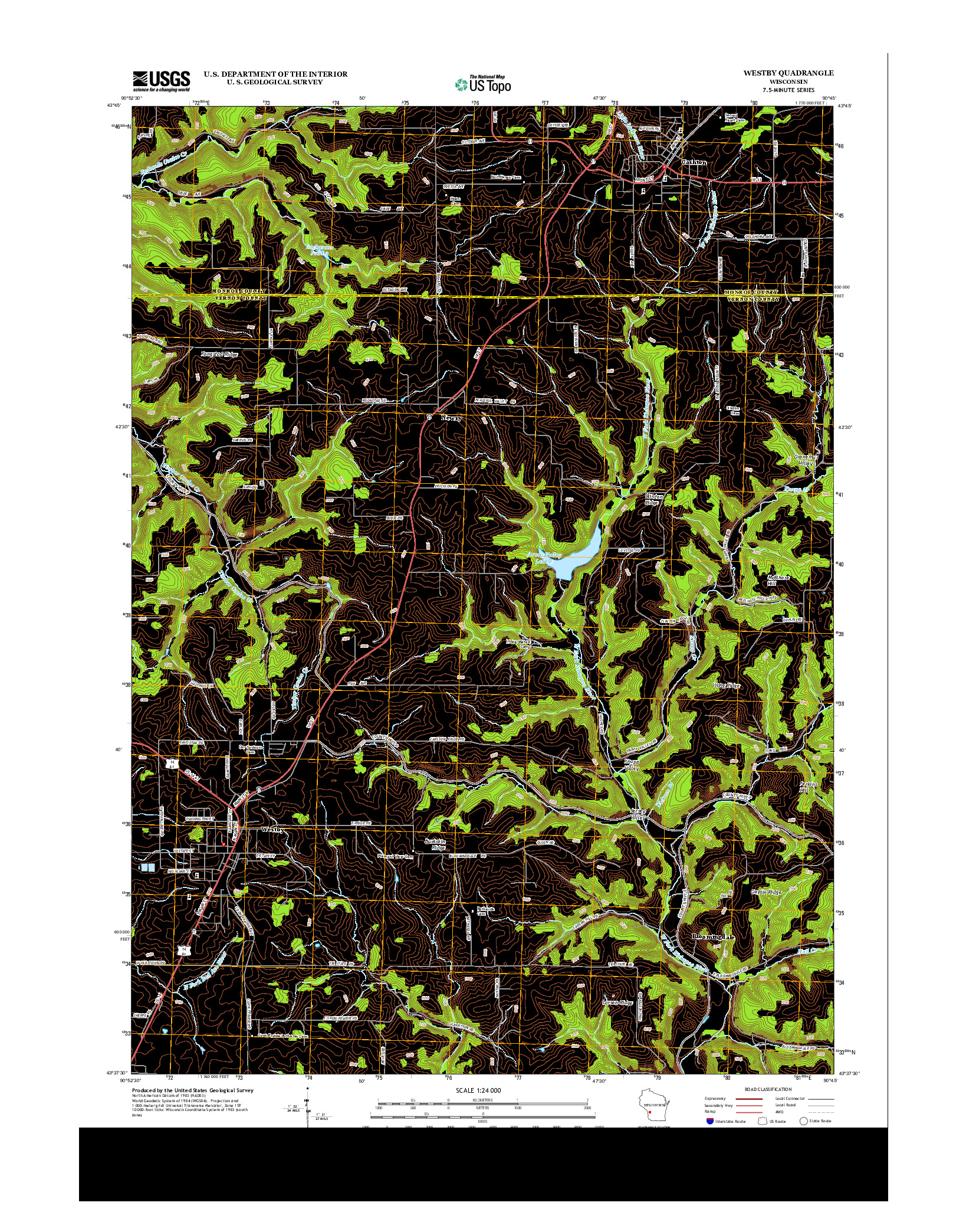 USGS US TOPO 7.5-MINUTE MAP FOR WESTBY, WI 2013