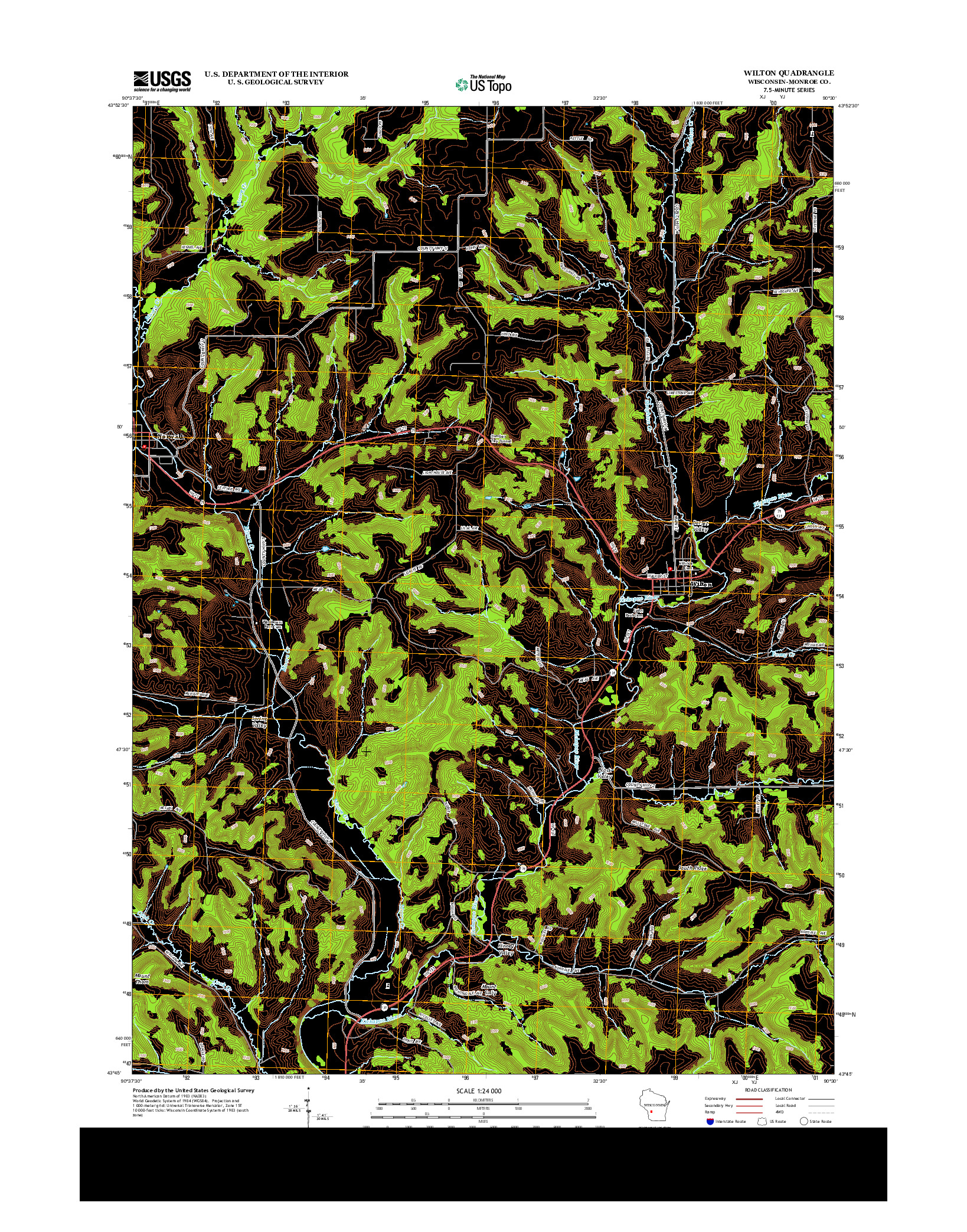 USGS US TOPO 7.5-MINUTE MAP FOR WILTON, WI 2013