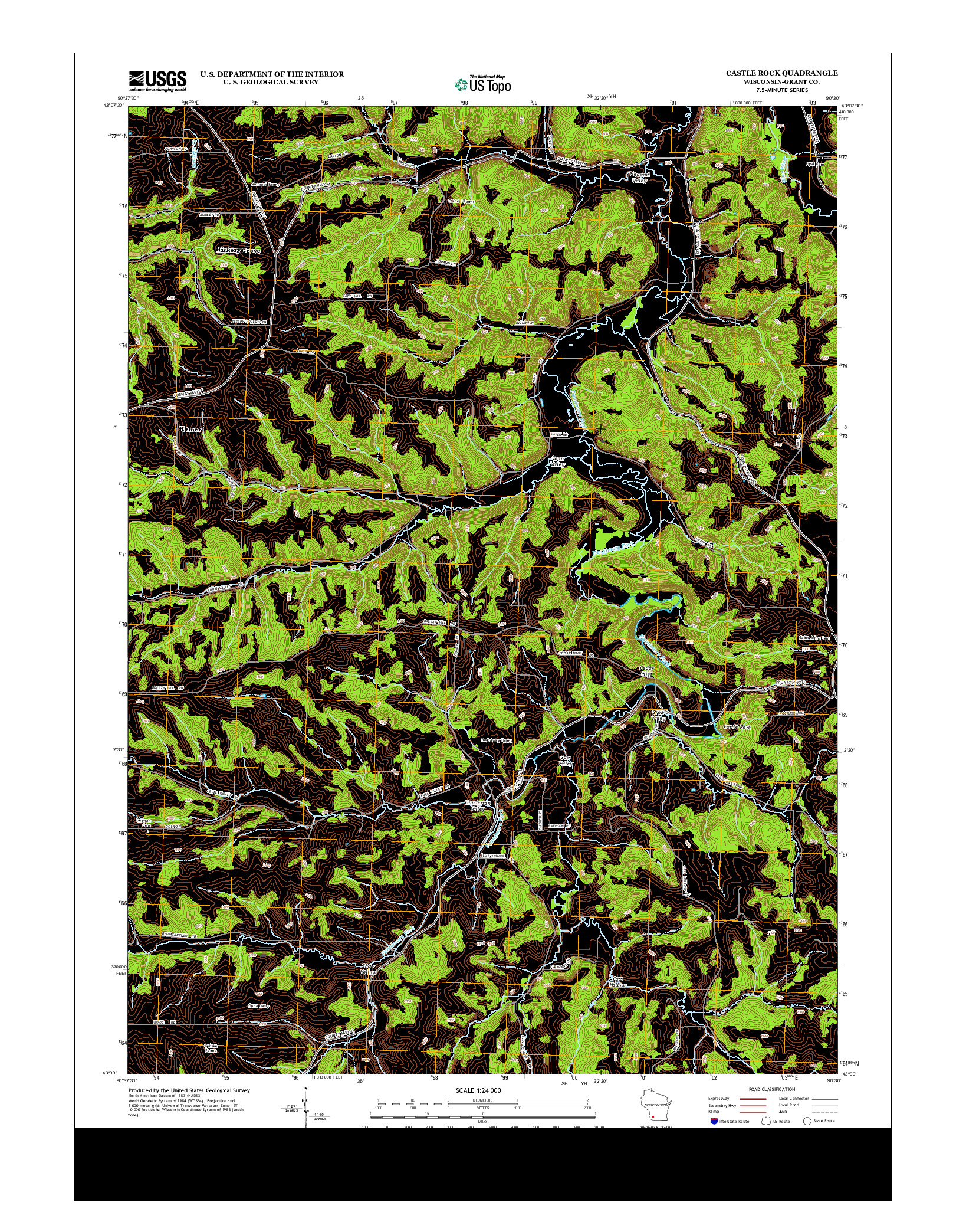 USGS US TOPO 7.5-MINUTE MAP FOR CASTLE ROCK, WI 2013