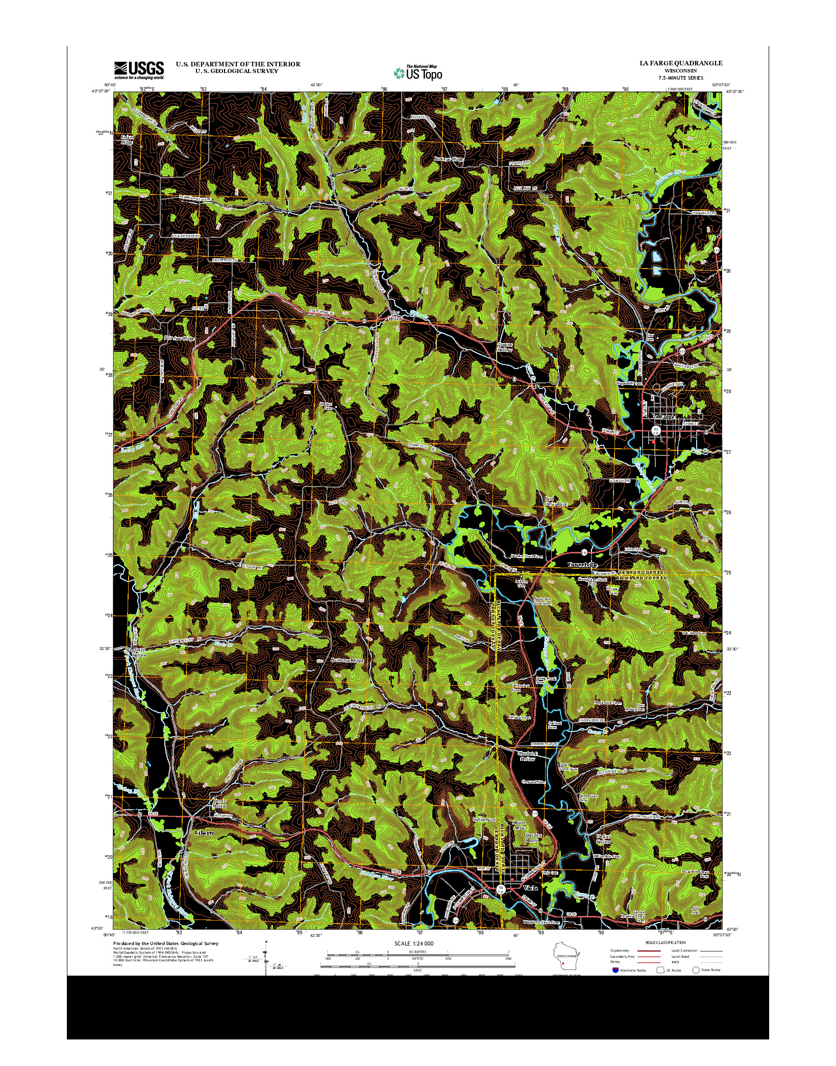 USGS US TOPO 7.5-MINUTE MAP FOR LA FARGE, WI 2013