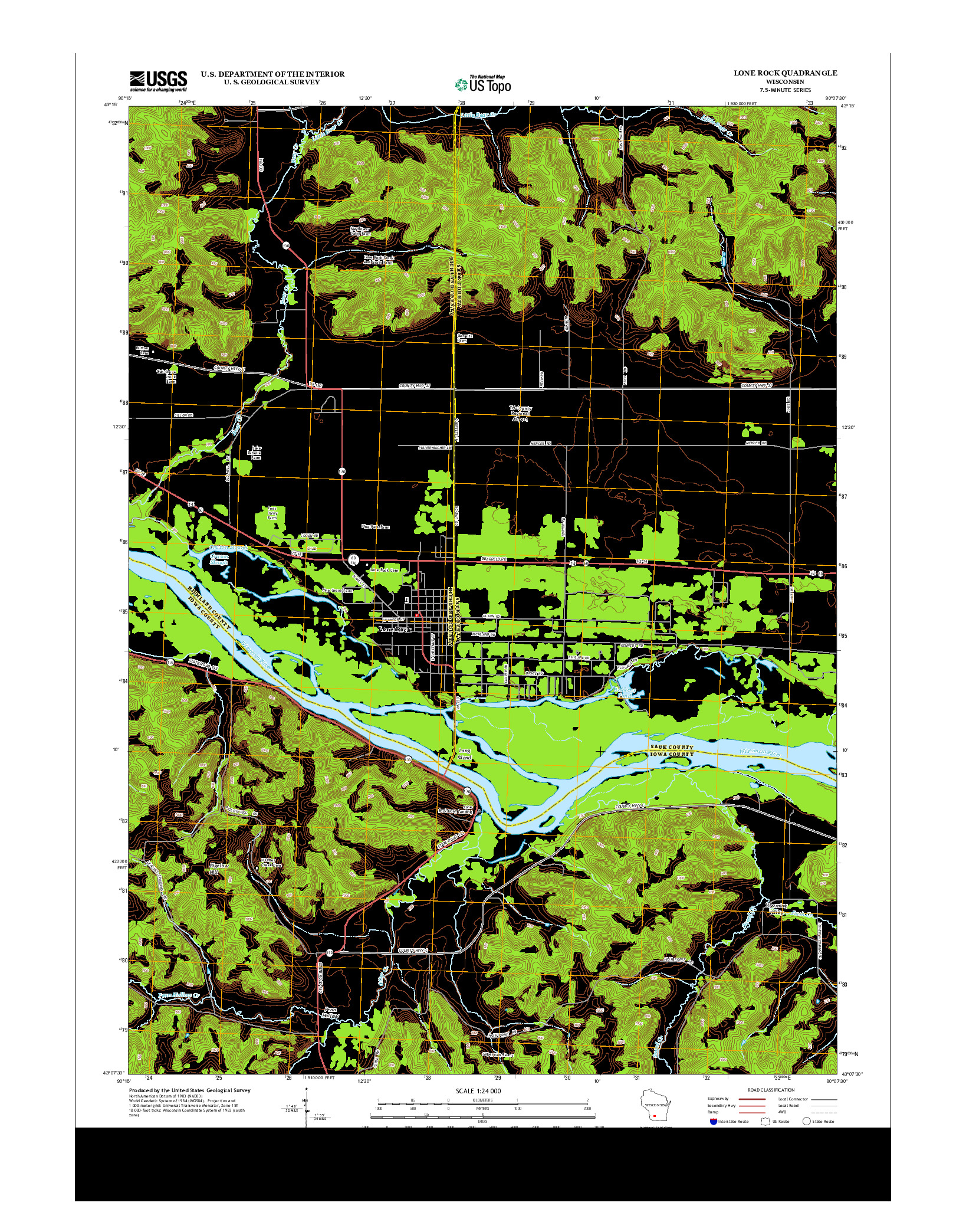 USGS US TOPO 7.5-MINUTE MAP FOR LONE ROCK, WI 2013
