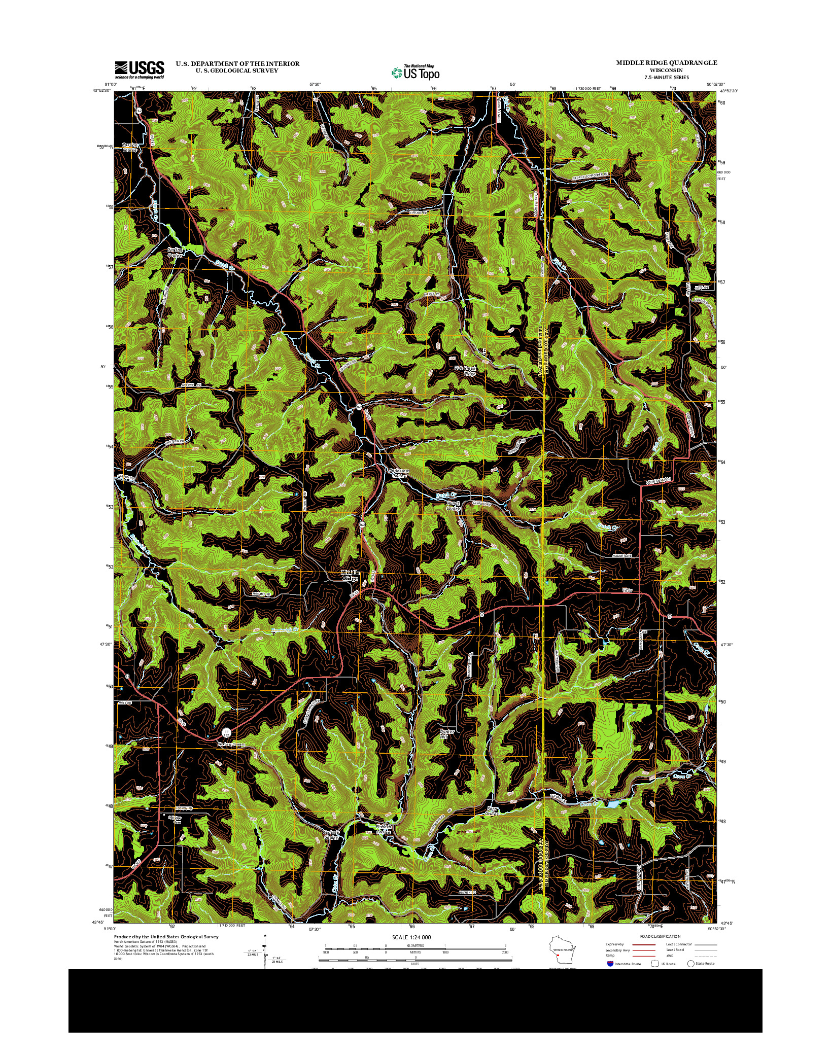 USGS US TOPO 7.5-MINUTE MAP FOR MIDDLE RIDGE, WI 2013