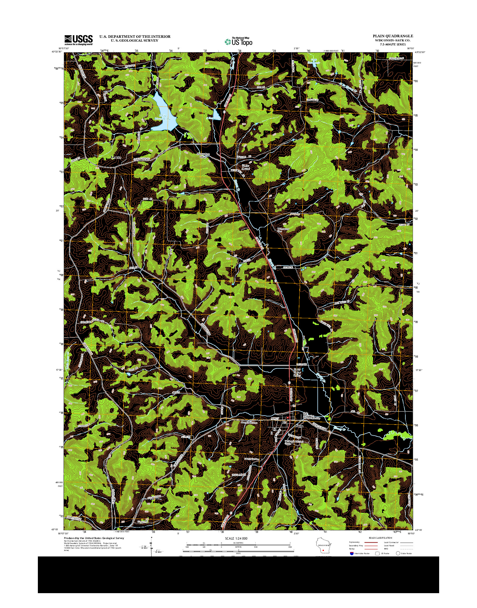 USGS US TOPO 7.5-MINUTE MAP FOR PLAIN, WI 2013