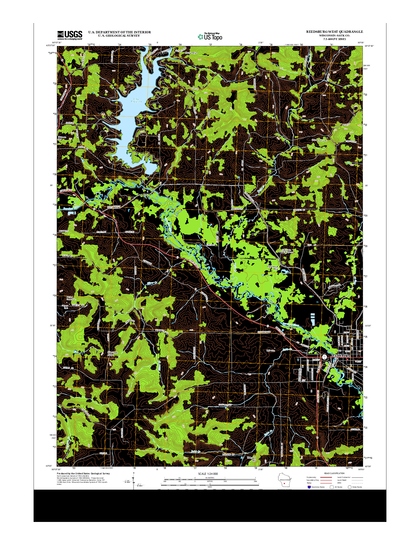 USGS US TOPO 7.5-MINUTE MAP FOR REEDSBURG WEST, WI 2013