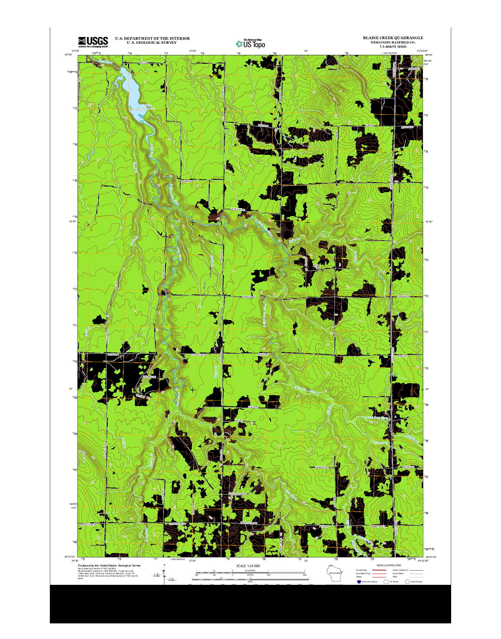 USGS US TOPO 7.5-MINUTE MAP FOR BLAINE CREEK, WI 2013