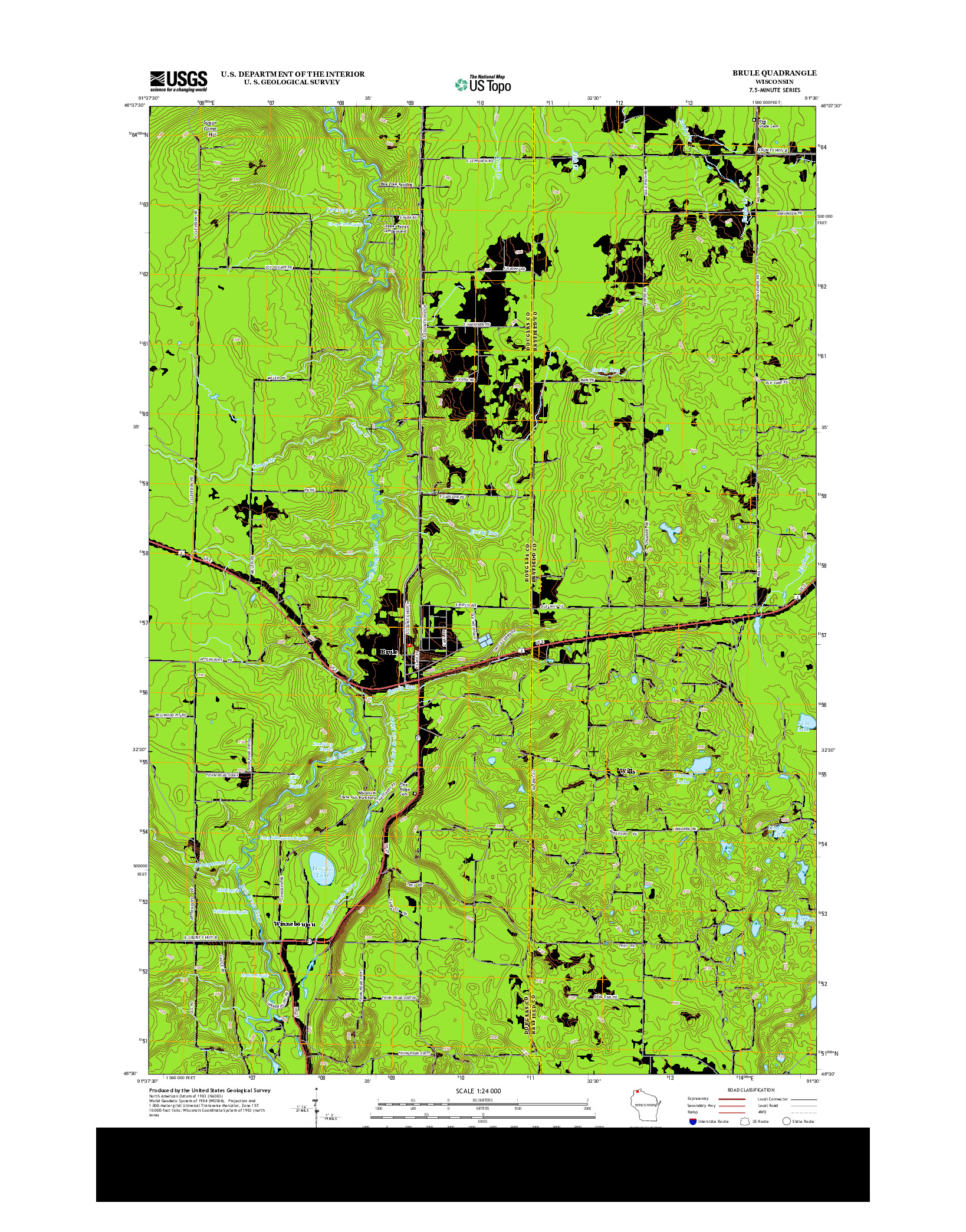 USGS US TOPO 7.5-MINUTE MAP FOR BRULE, WI 2013