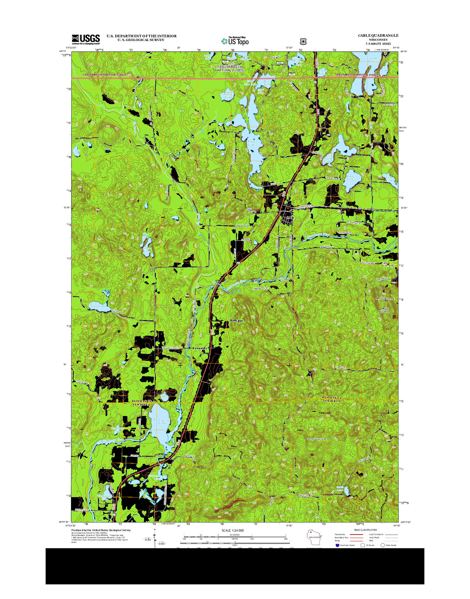 USGS US TOPO 7.5-MINUTE MAP FOR CABLE, WI 2013