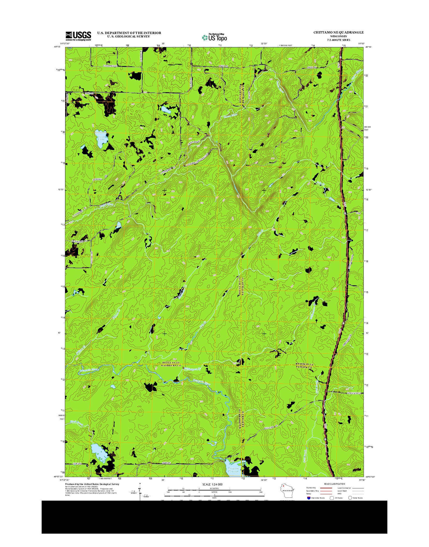 USGS US TOPO 7.5-MINUTE MAP FOR CHITTAMO NE, WI 2013