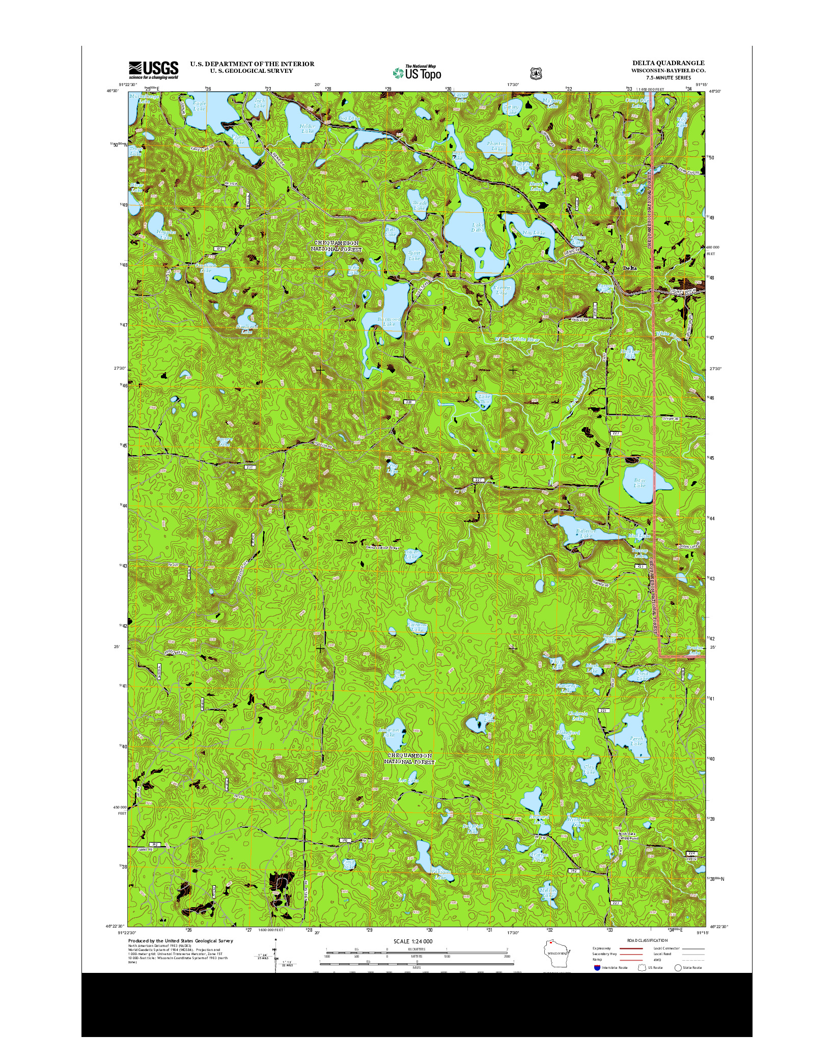 USGS US TOPO 7.5-MINUTE MAP FOR DELTA, WI 2013