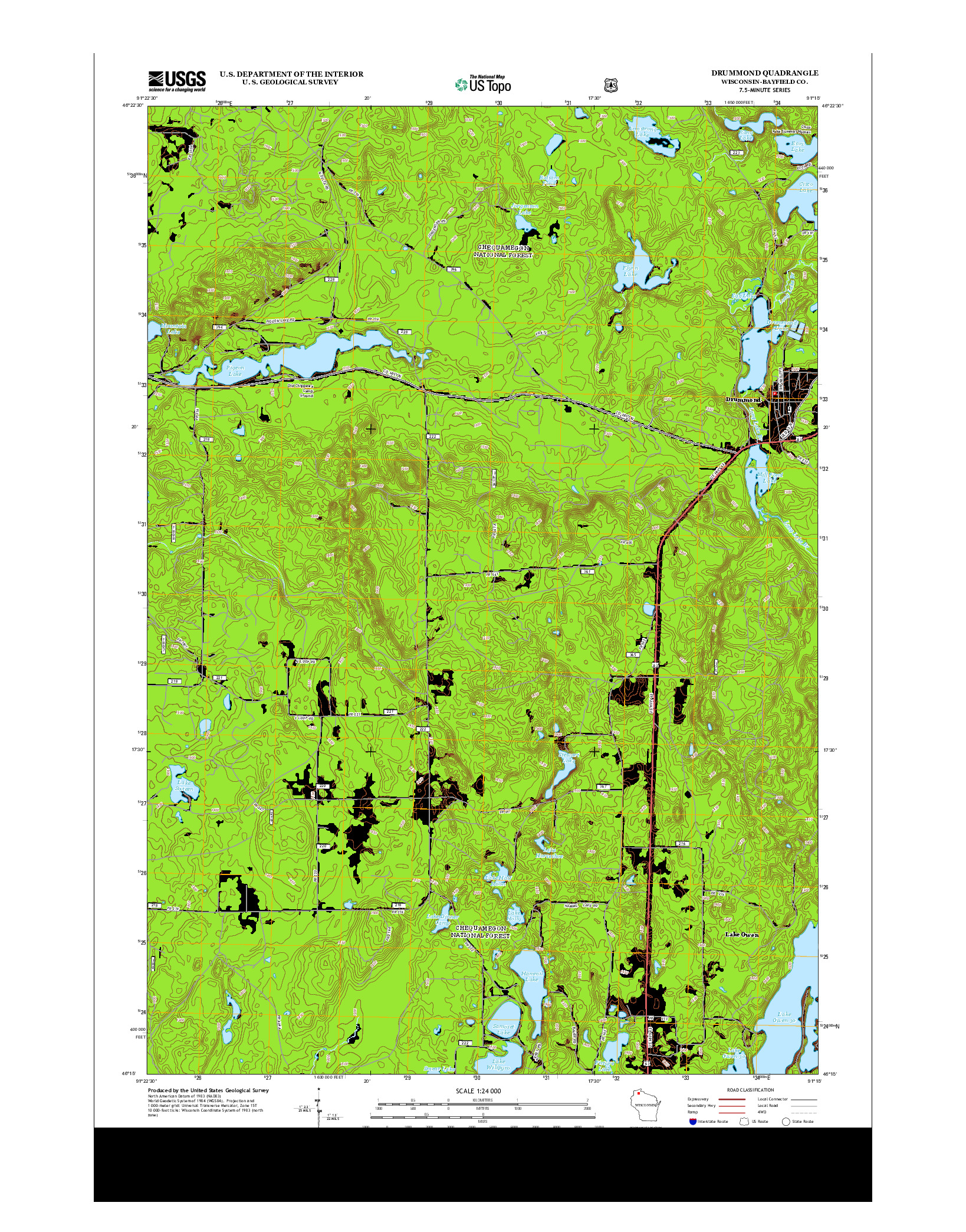 USGS US TOPO 7.5-MINUTE MAP FOR DRUMMOND, WI 2013