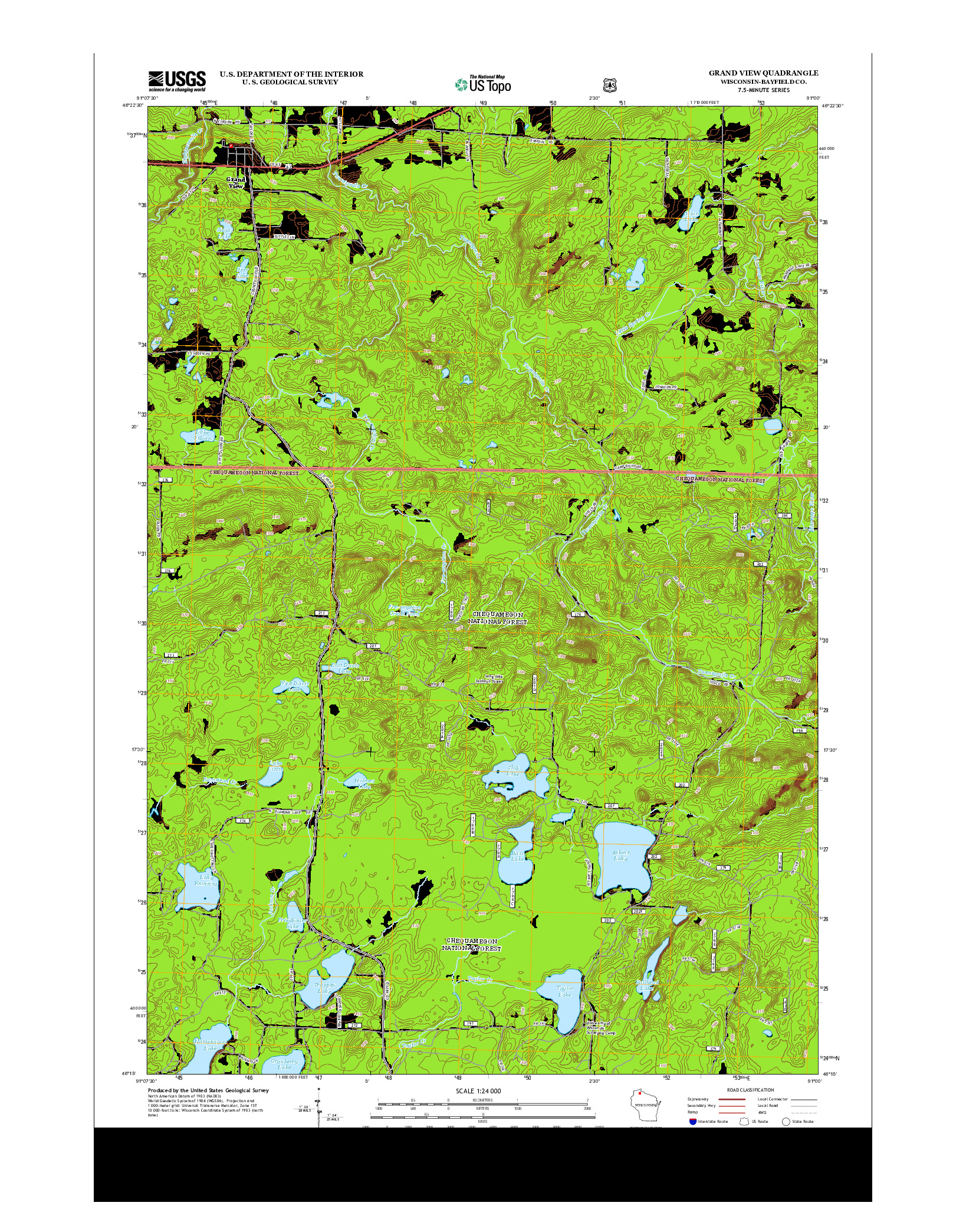USGS US TOPO 7.5-MINUTE MAP FOR GRAND VIEW, WI 2013