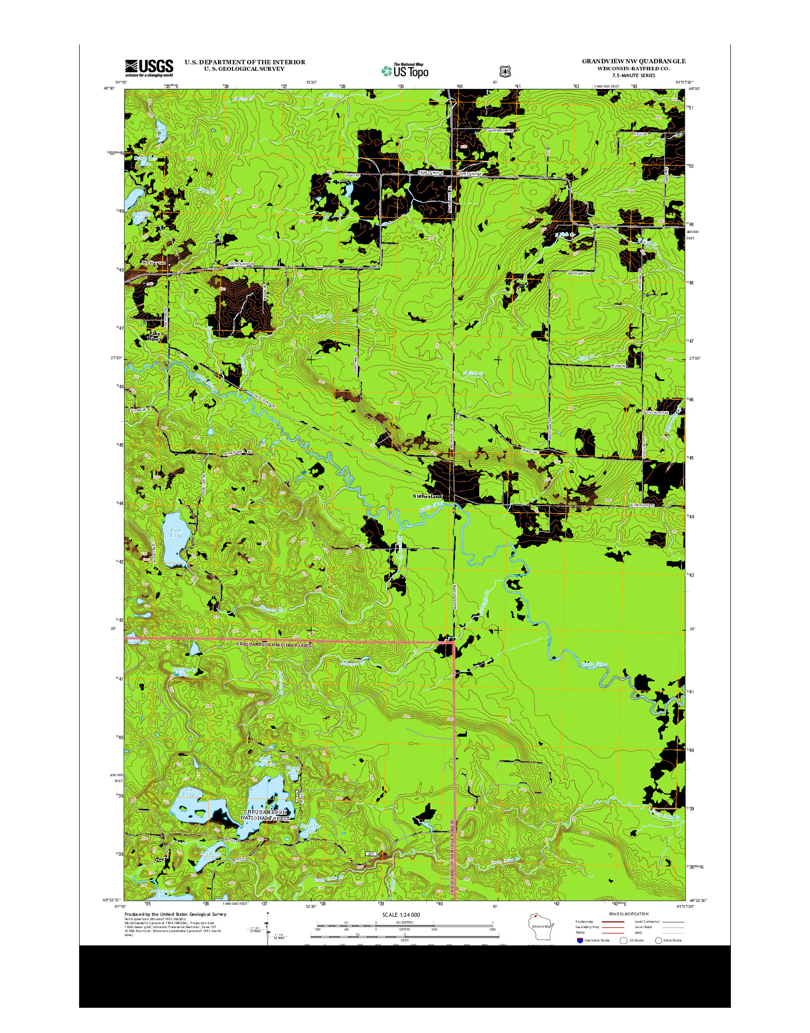 USGS US TOPO 7.5-MINUTE MAP FOR GRANDVIEW NW, WI 2013