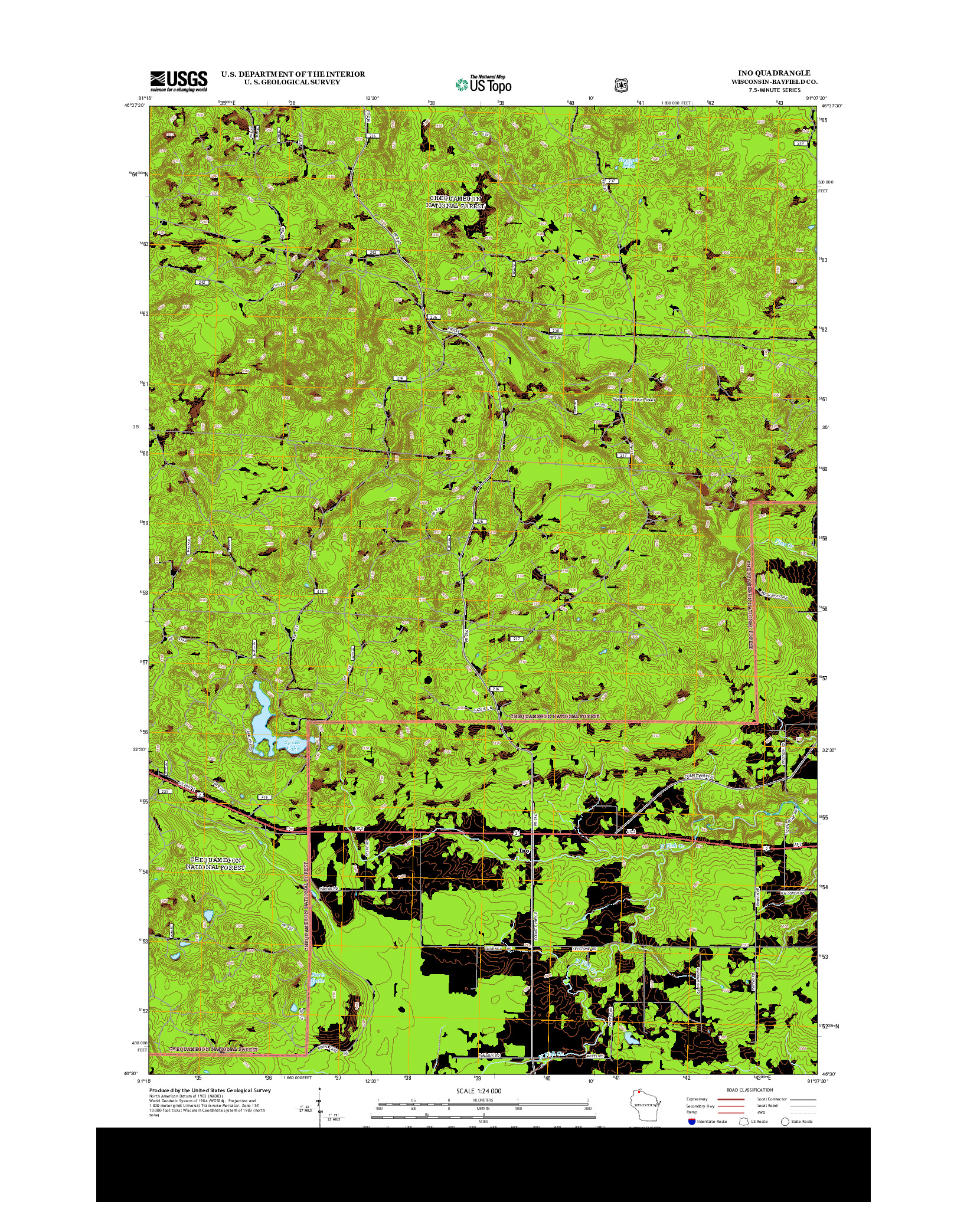 USGS US TOPO 7.5-MINUTE MAP FOR INO, WI 2013