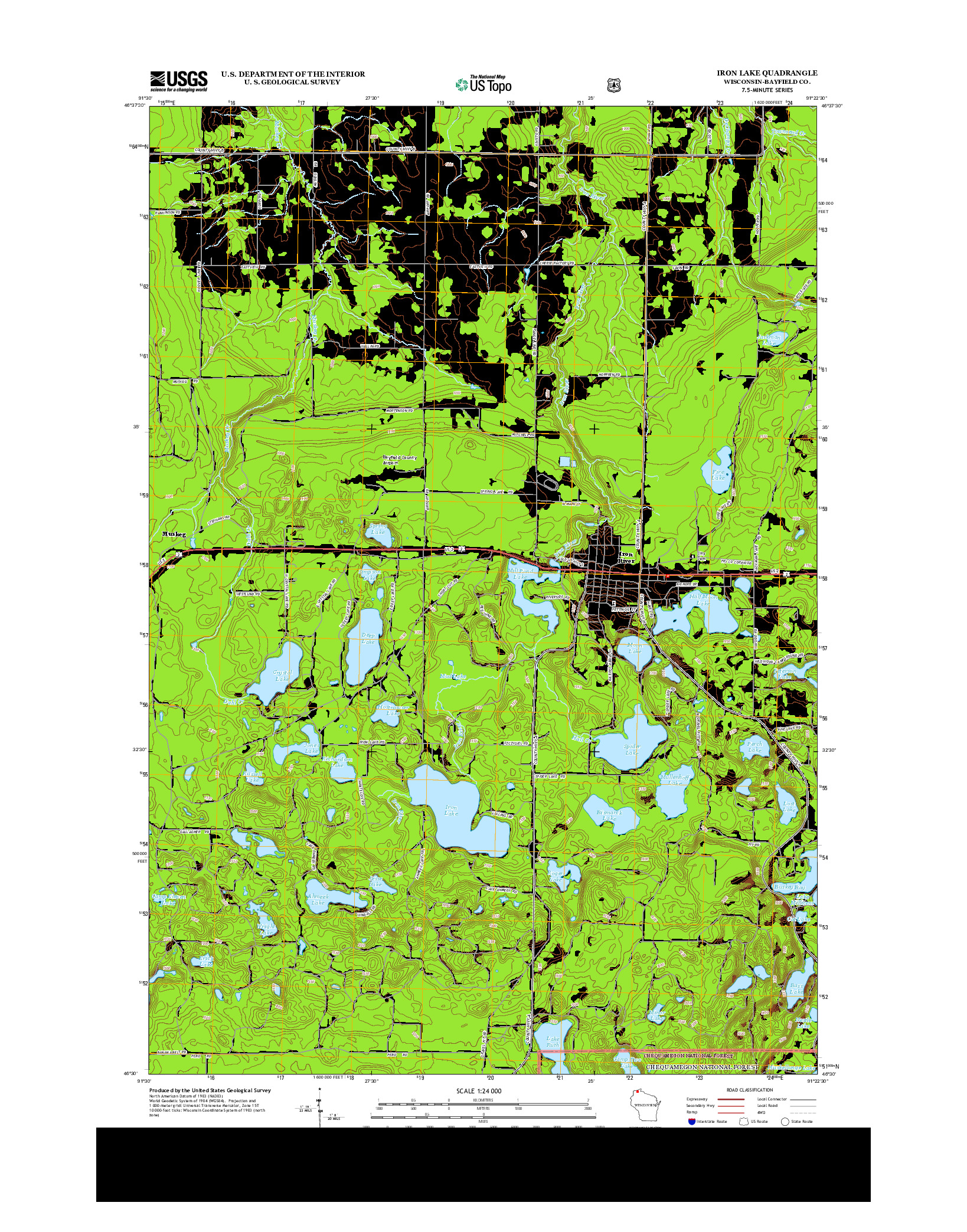 USGS US TOPO 7.5-MINUTE MAP FOR IRON LAKE, WI 2013