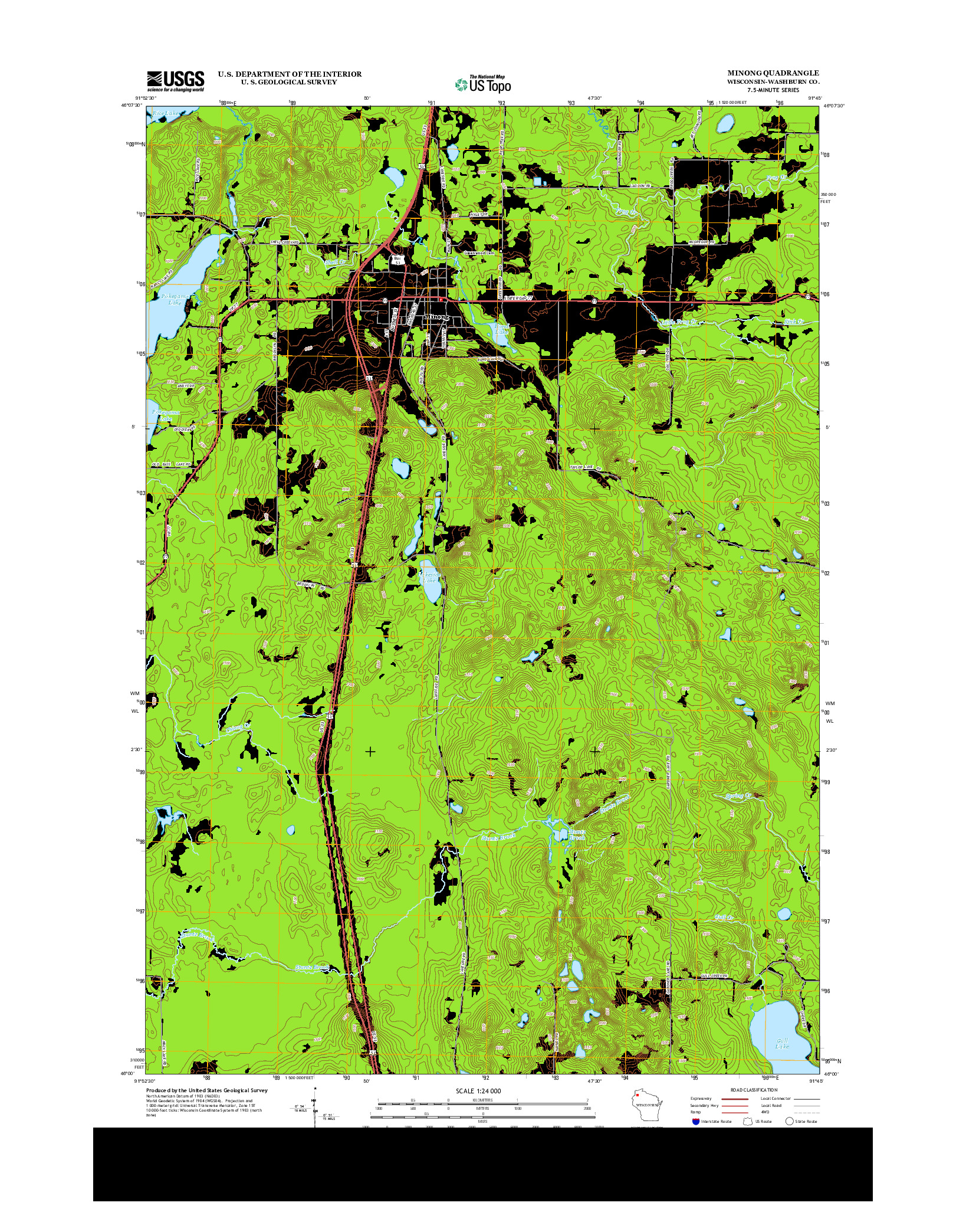 USGS US TOPO 7.5-MINUTE MAP FOR MINONG, WI 2013
