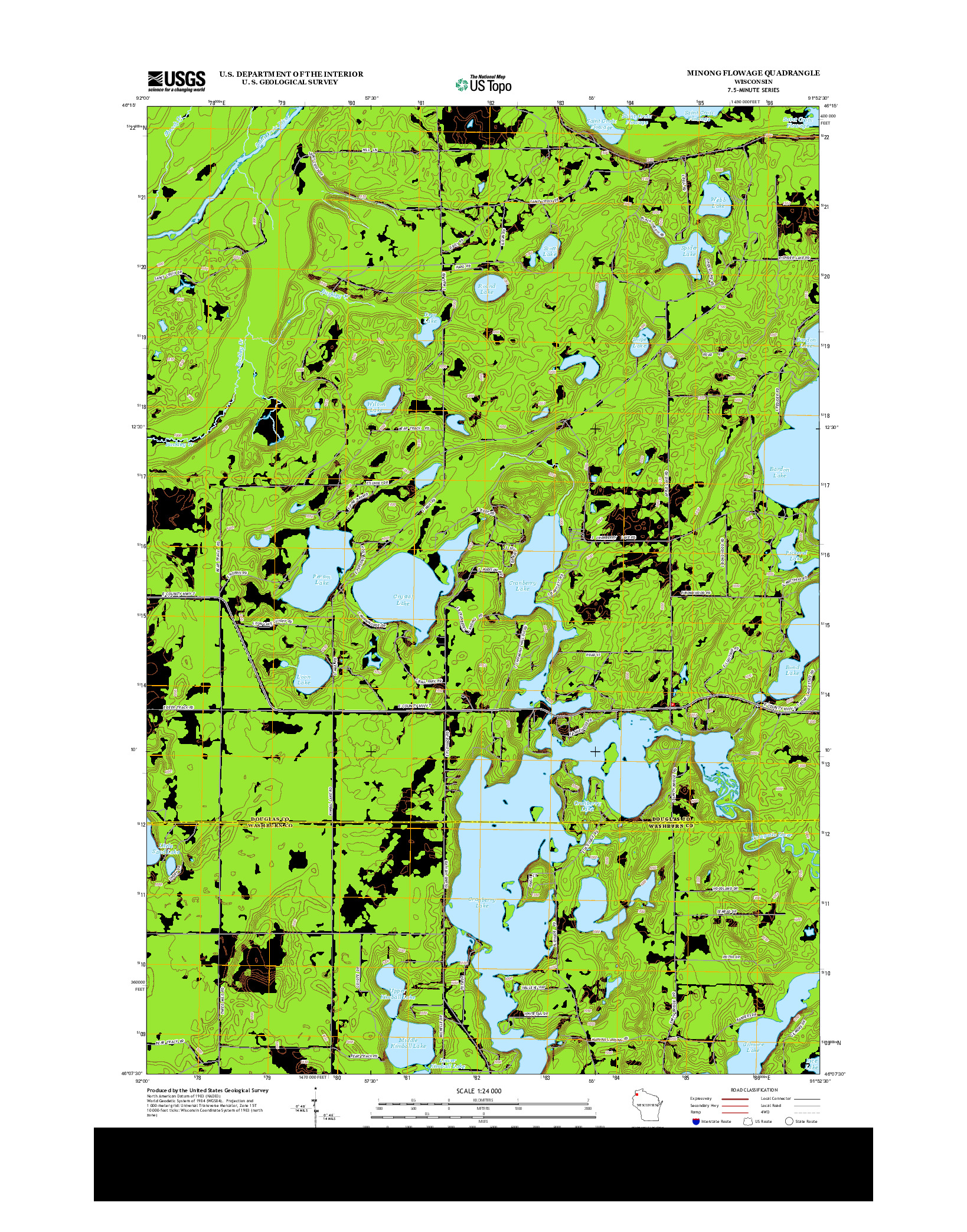 USGS US TOPO 7.5-MINUTE MAP FOR MINONG FLOWAGE, WI 2013