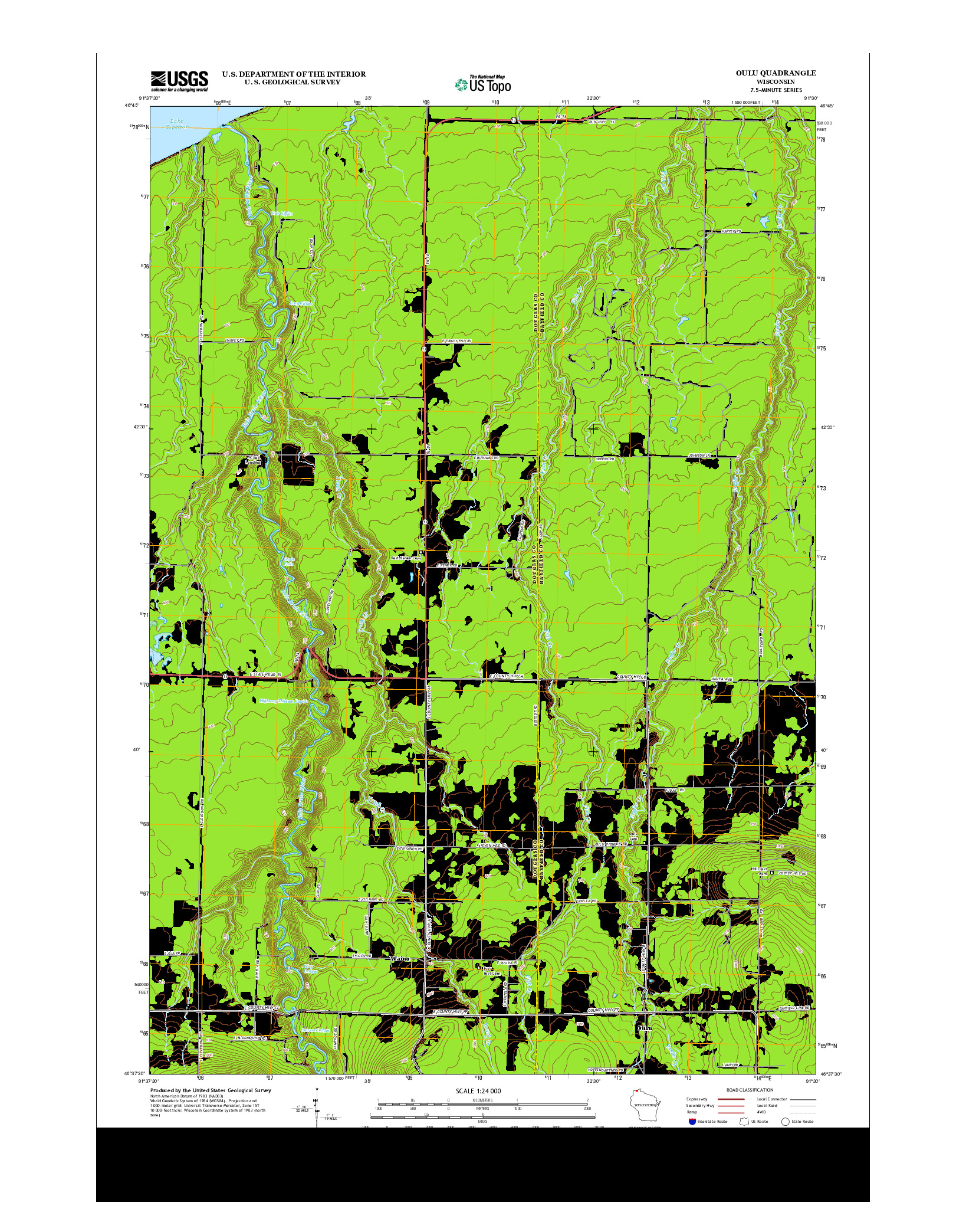 USGS US TOPO 7.5-MINUTE MAP FOR OULU, WI 2013