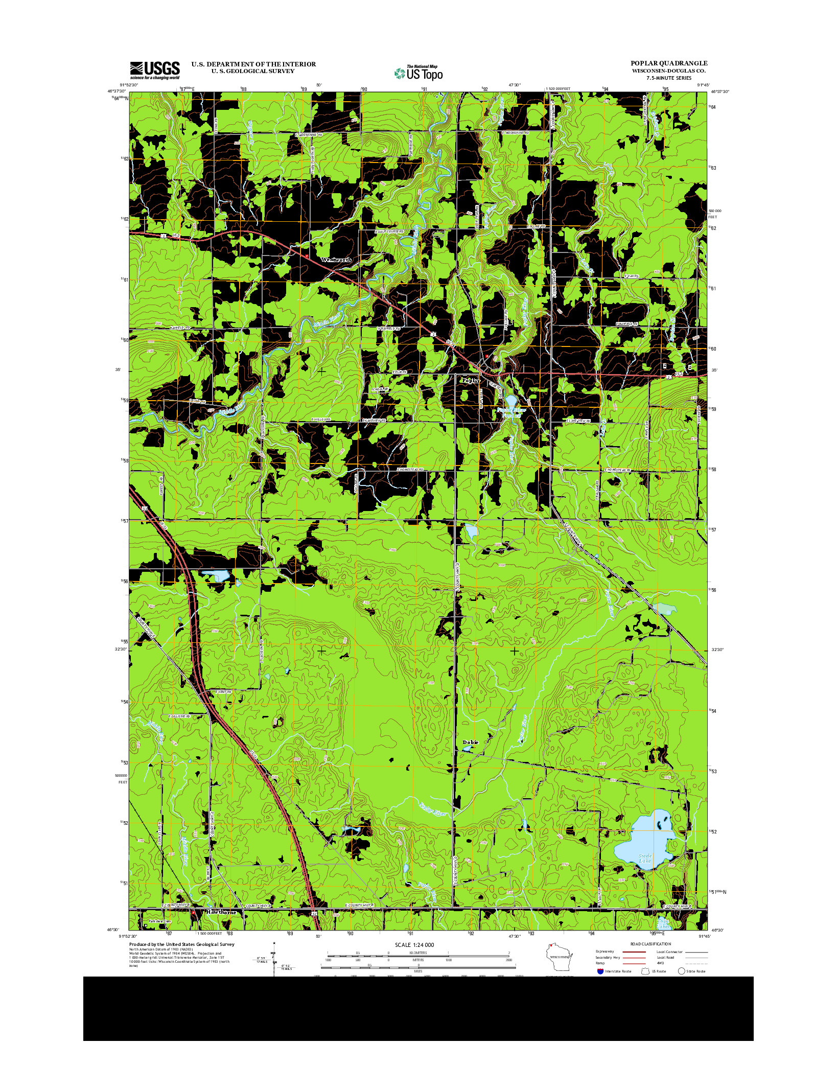 USGS US TOPO 7.5-MINUTE MAP FOR POPLAR, WI 2013