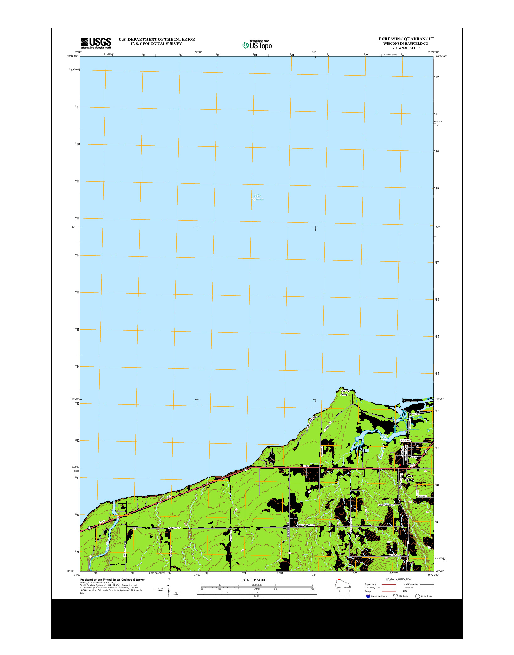 USGS US TOPO 7.5-MINUTE MAP FOR PORT WING, WI 2013