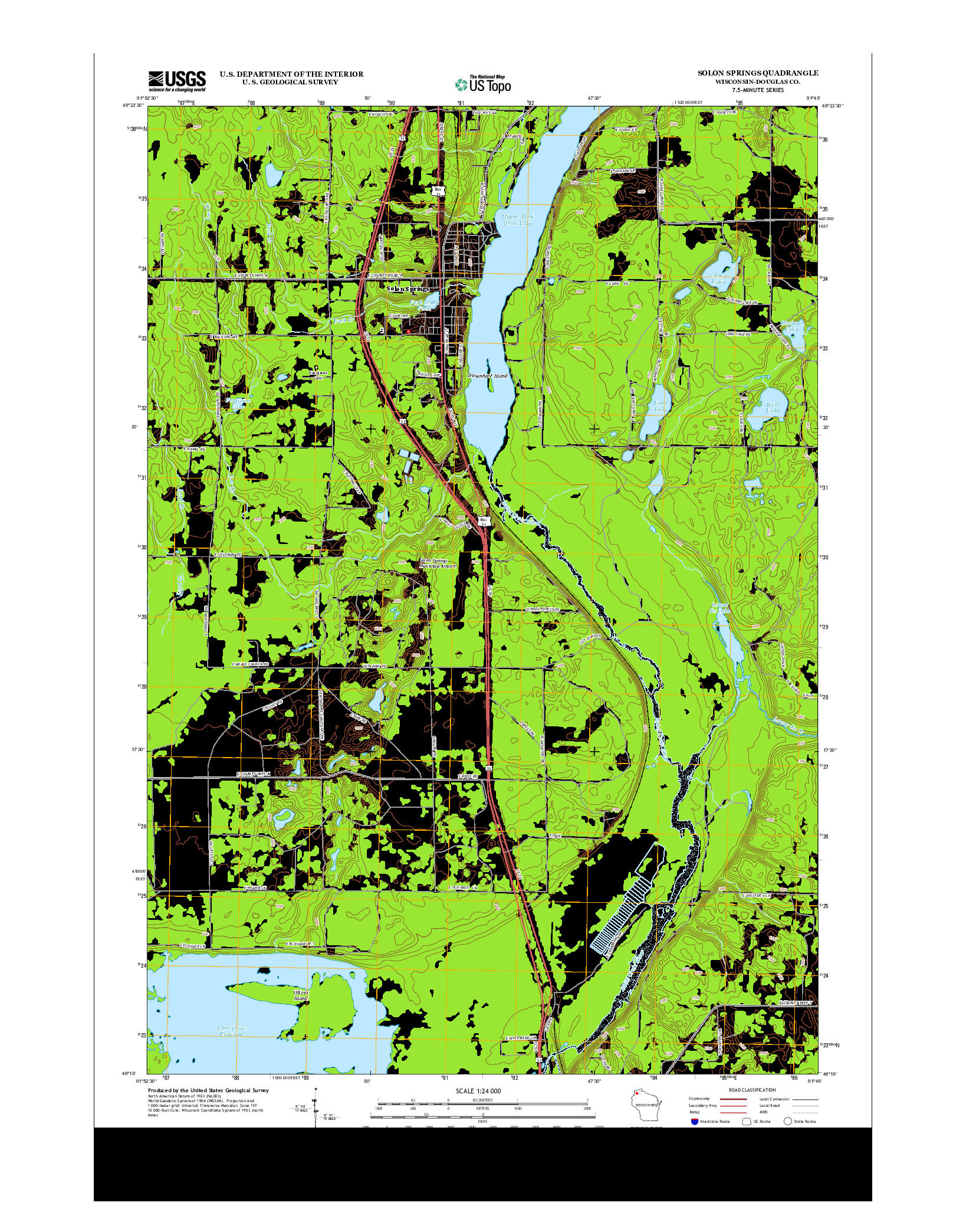 USGS US TOPO 7.5-MINUTE MAP FOR SOLON SPRINGS, WI 2013