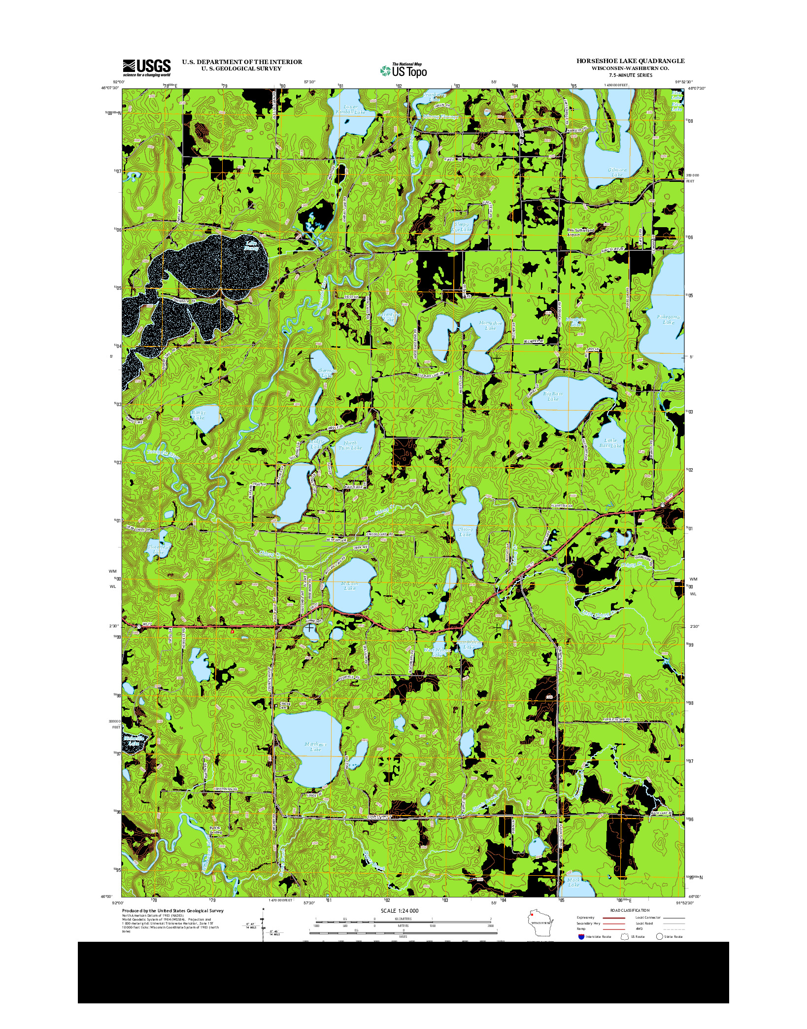 USGS US TOPO 7.5-MINUTE MAP FOR HORSESHOE LAKE, WI 2013
