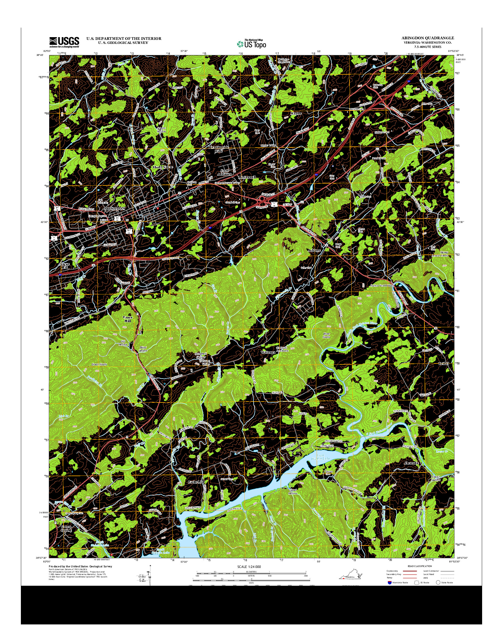 USGS US TOPO 7.5-MINUTE MAP FOR ABINGDON, VA 2013