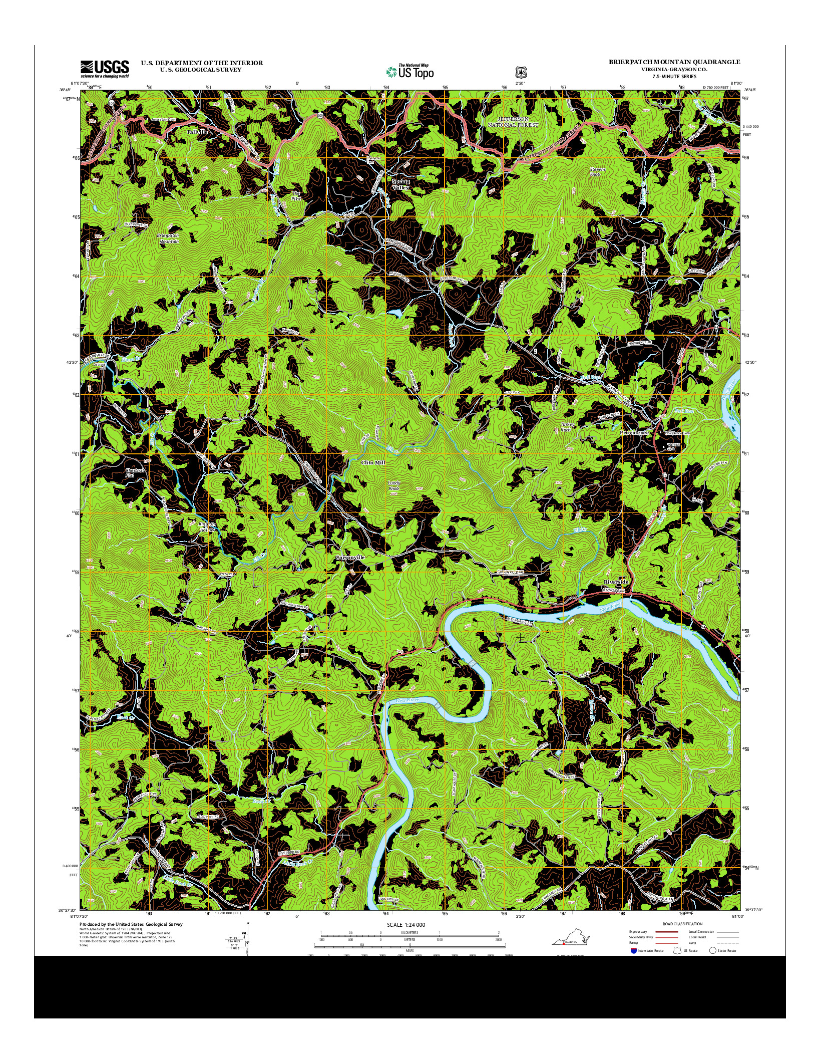 USGS US TOPO 7.5-MINUTE MAP FOR BRIERPATCH MOUNTAIN, VA 2013