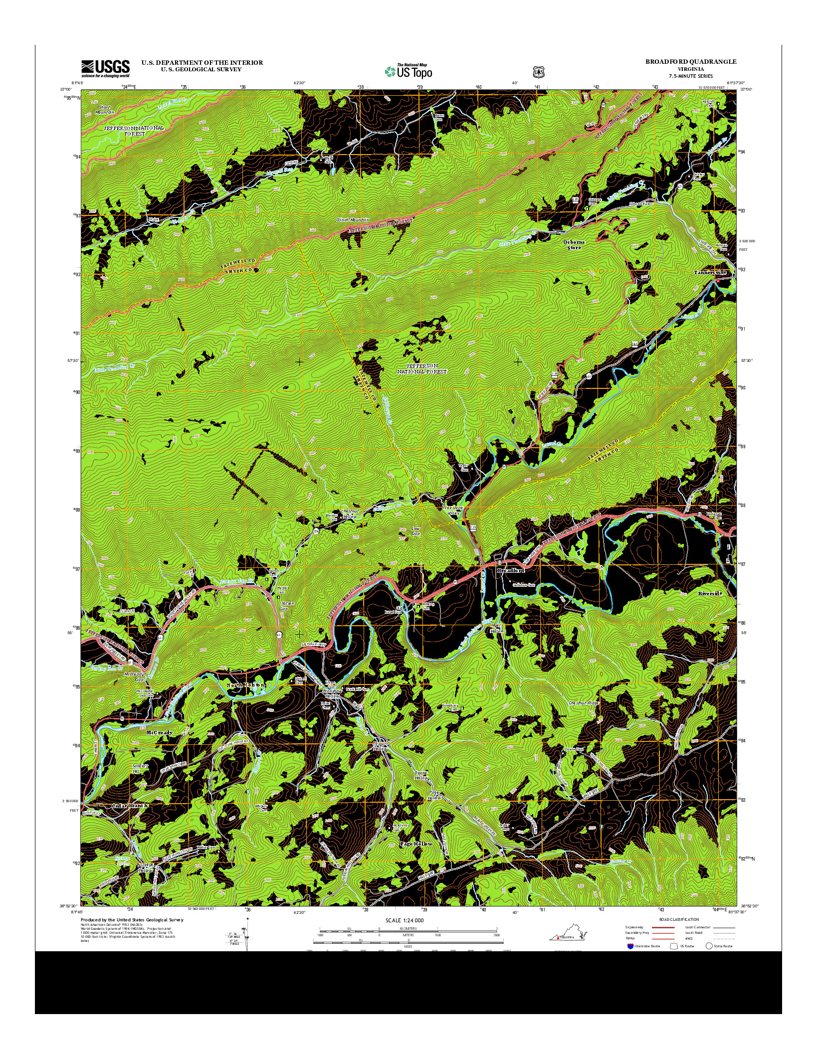USGS US TOPO 7.5-MINUTE MAP FOR BROADFORD, VA 2013