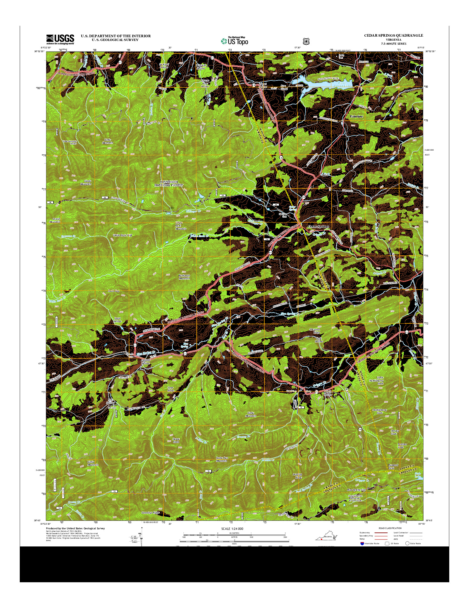 USGS US TOPO 7.5-MINUTE MAP FOR CEDAR SPRINGS, VA 2013