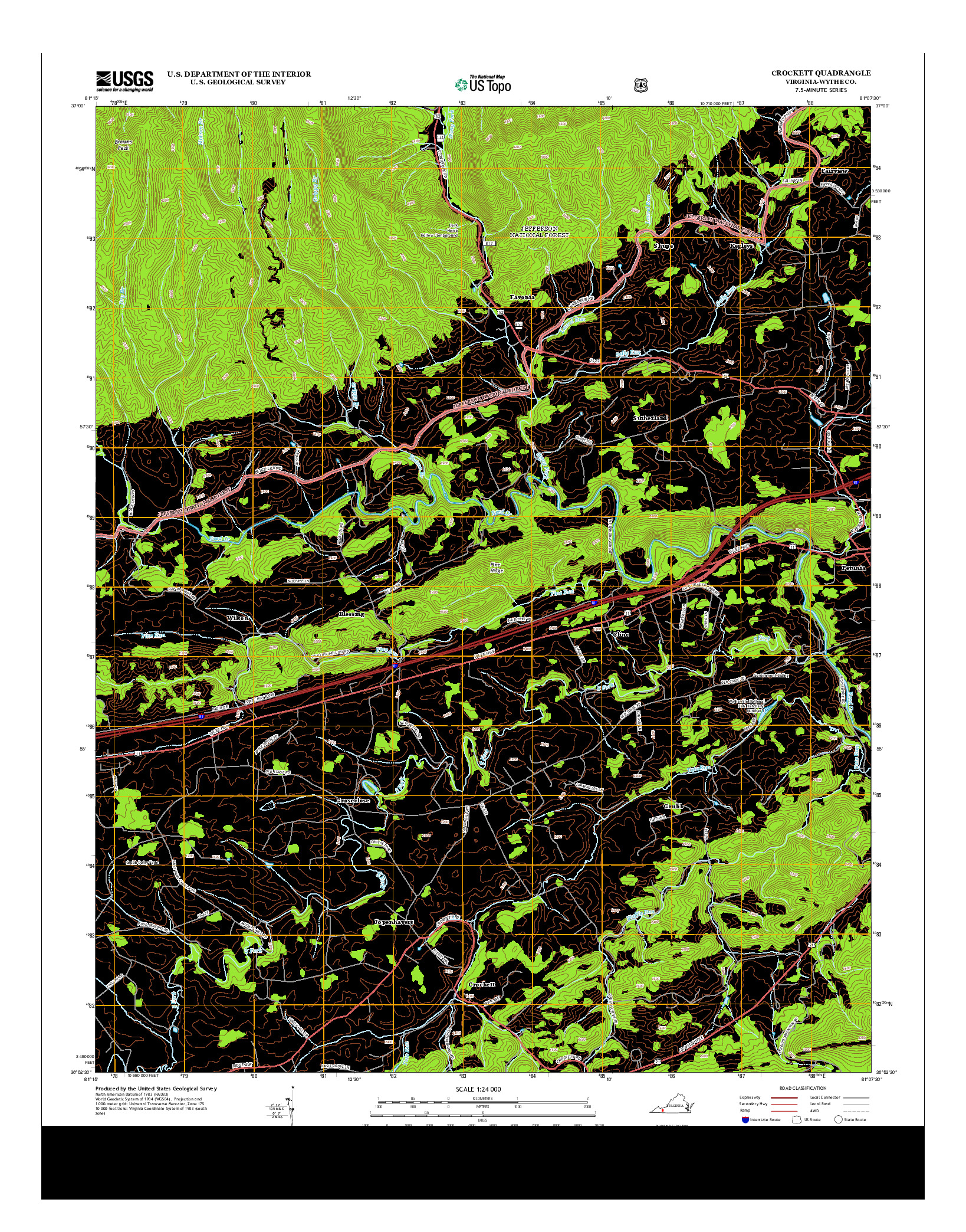 USGS US TOPO 7.5-MINUTE MAP FOR CROCKETT, VA 2013