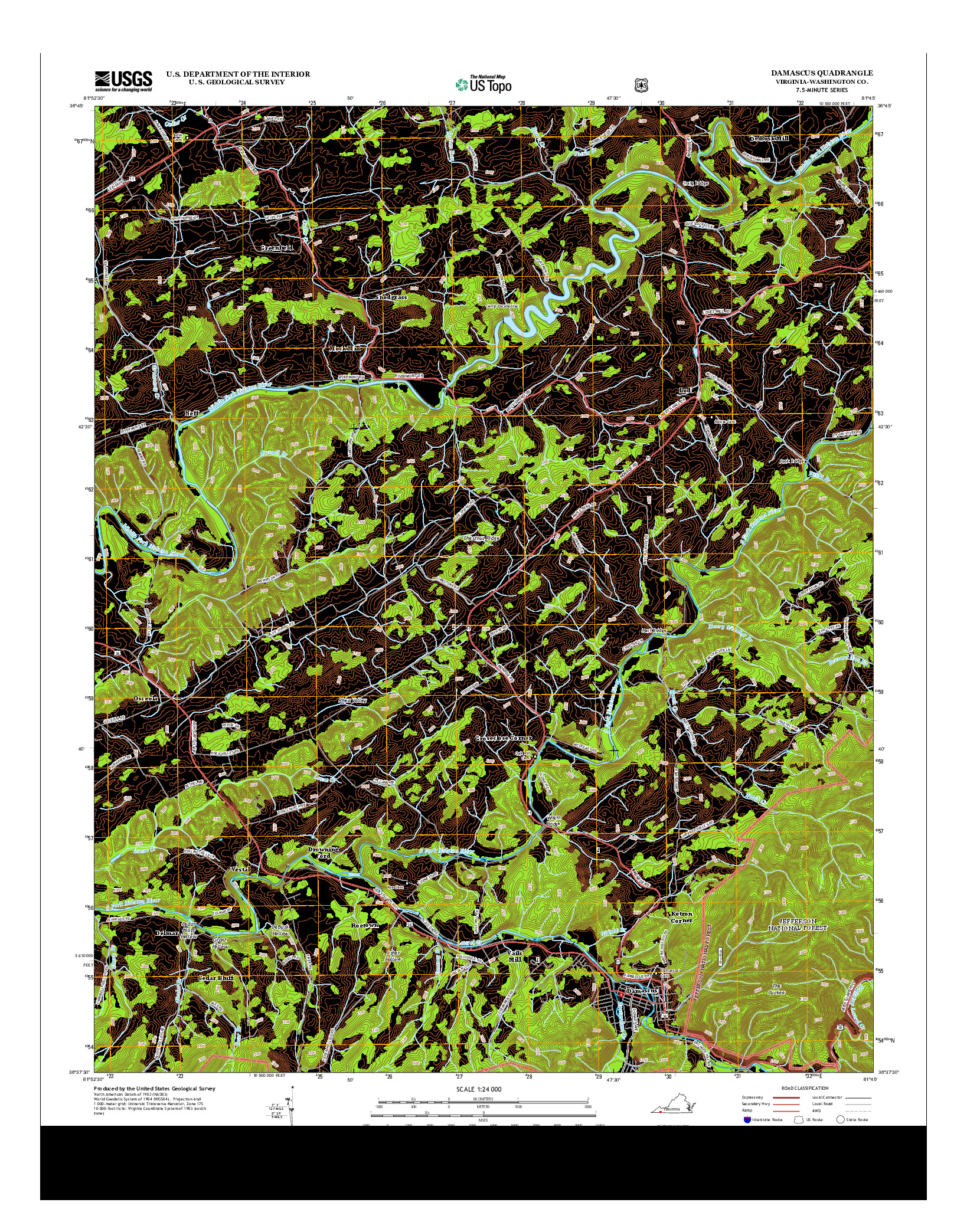 USGS US TOPO 7.5-MINUTE MAP FOR DAMASCUS, VA 2013