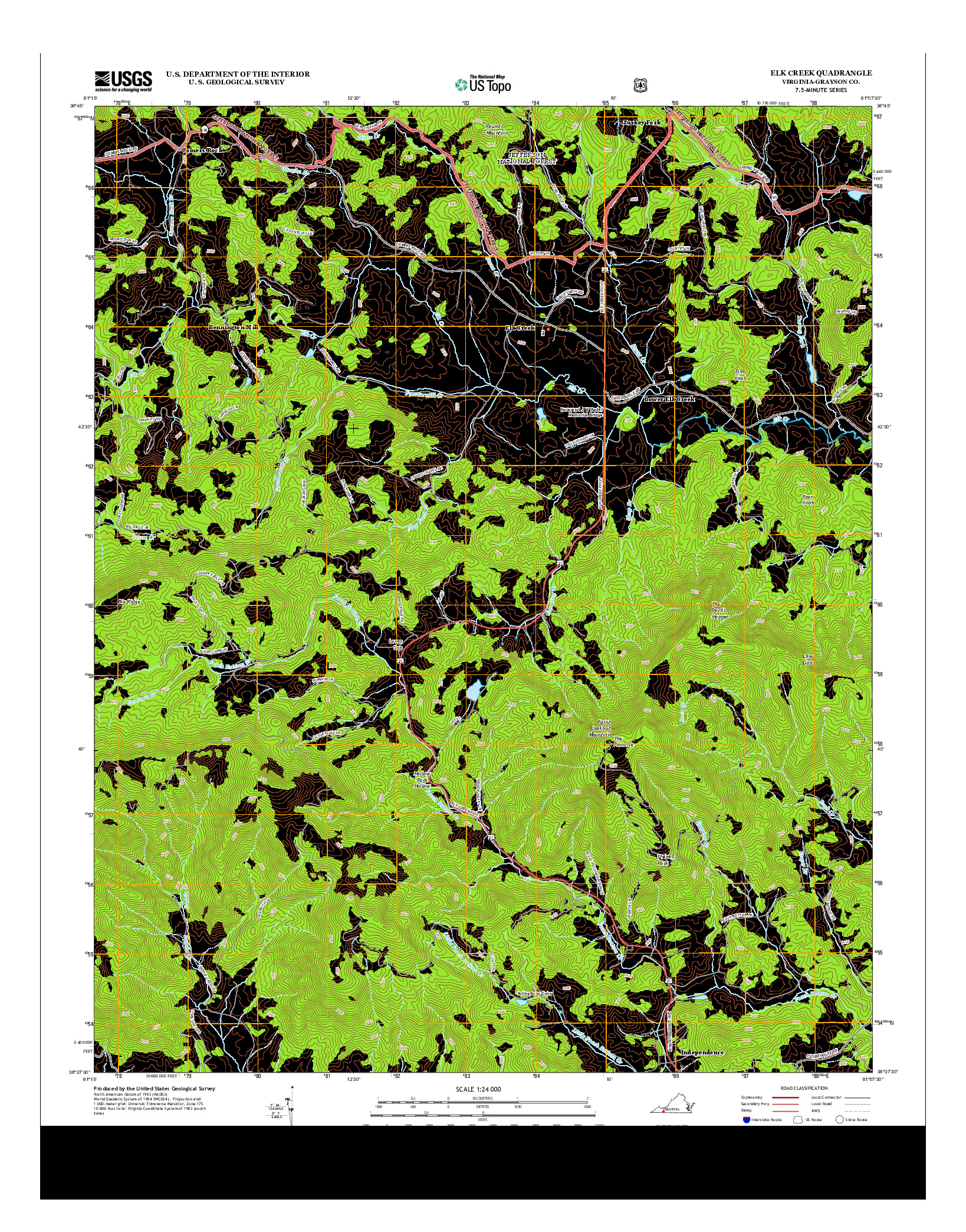 USGS US TOPO 7.5-MINUTE MAP FOR ELK CREEK, VA 2013