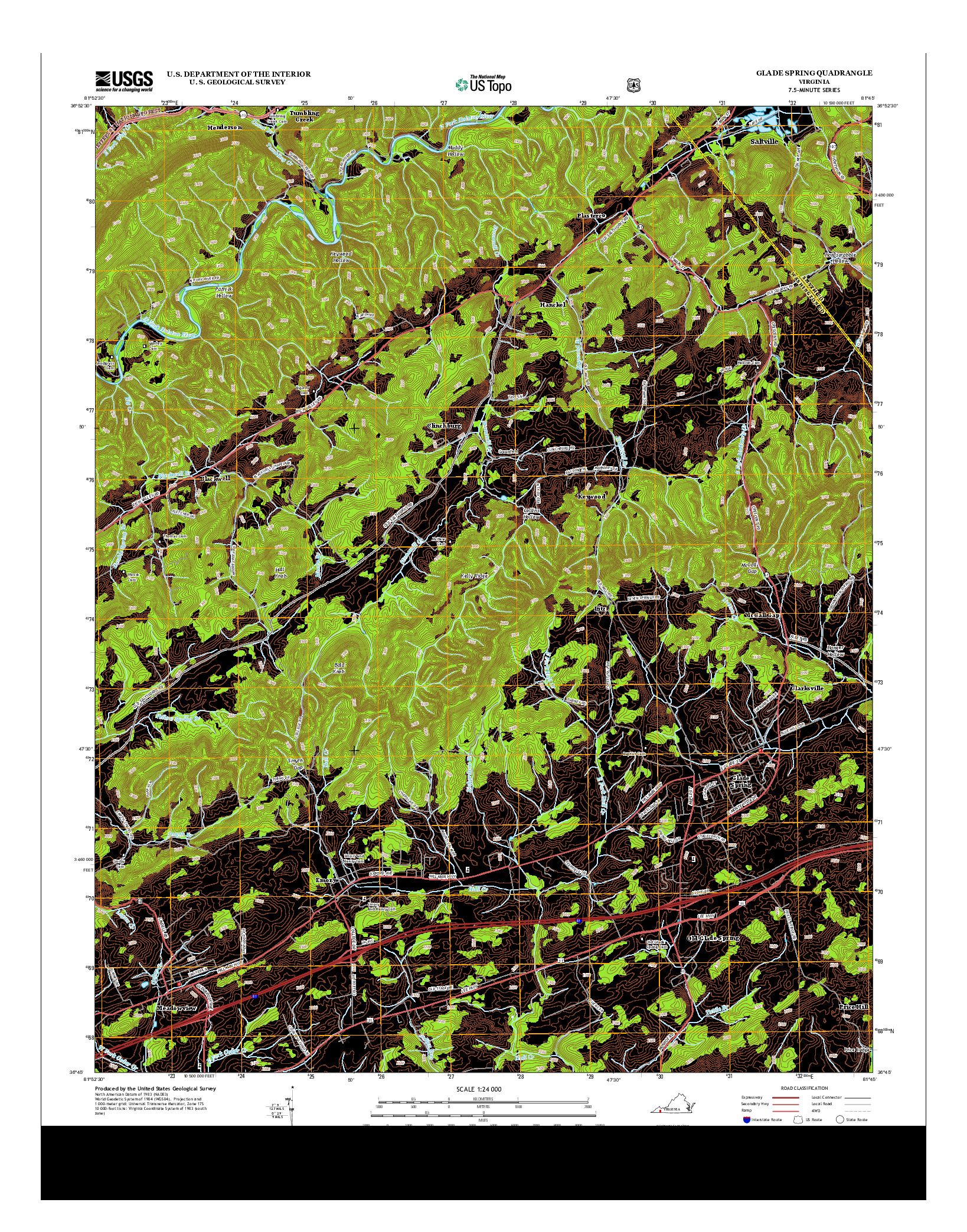 USGS US TOPO 7.5-MINUTE MAP FOR GLADE SPRING, VA 2013