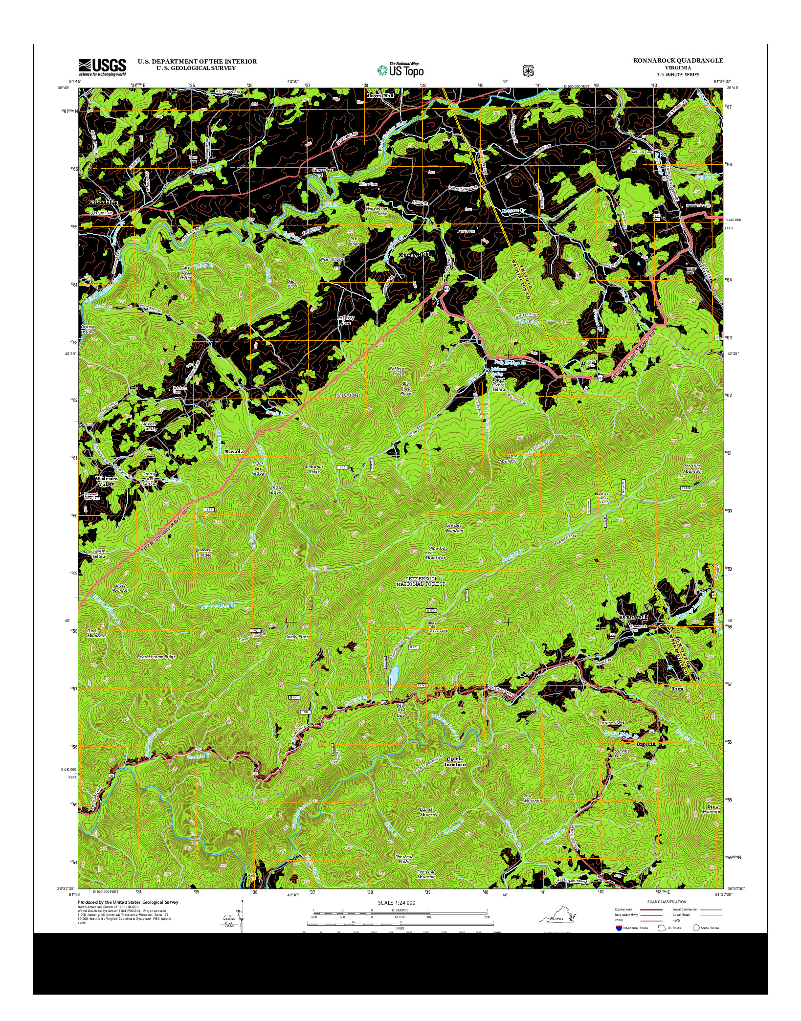 USGS US TOPO 7.5-MINUTE MAP FOR KONNAROCK, VA 2013