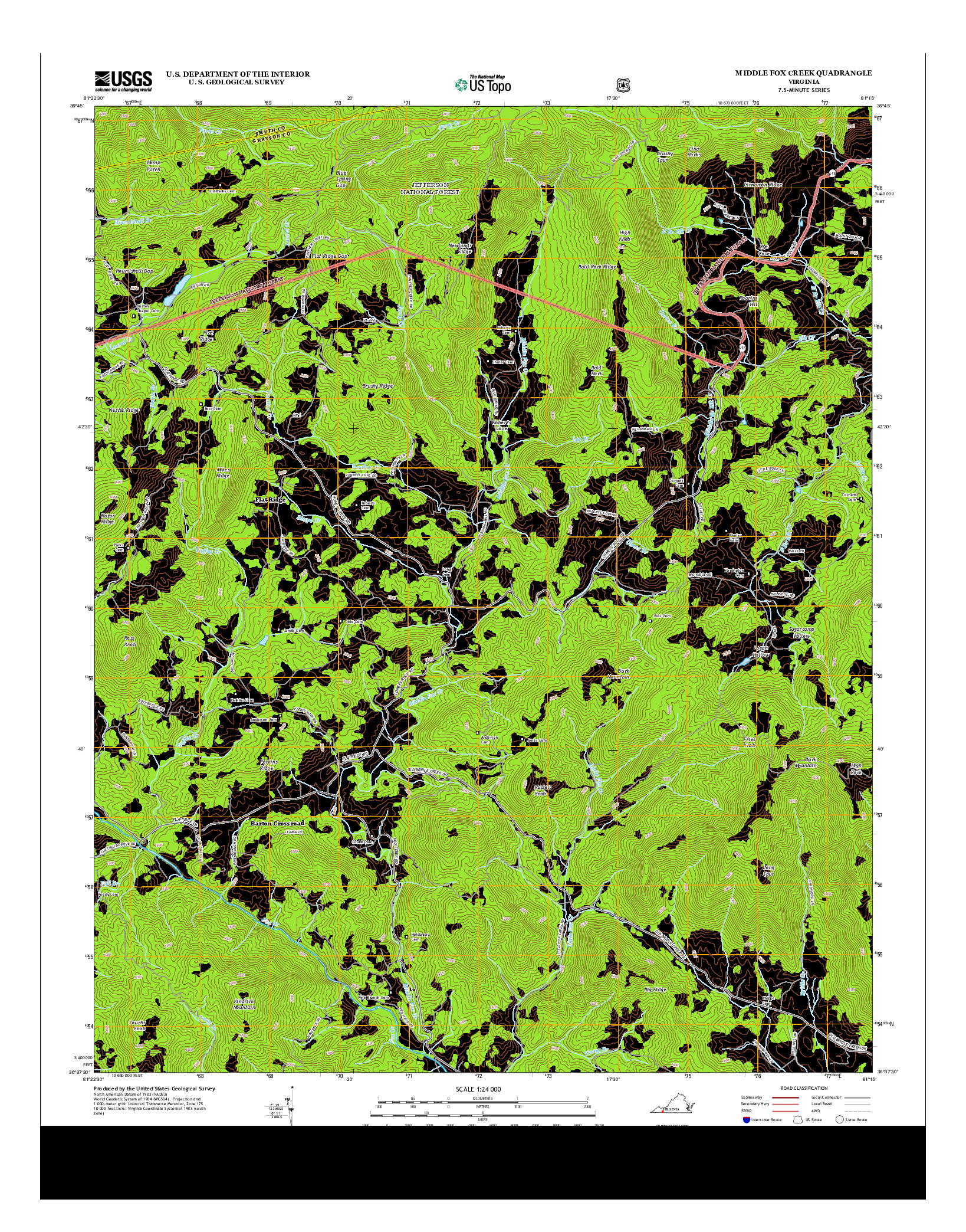 USGS US TOPO 7.5-MINUTE MAP FOR MIDDLE FOX CREEK, VA 2013