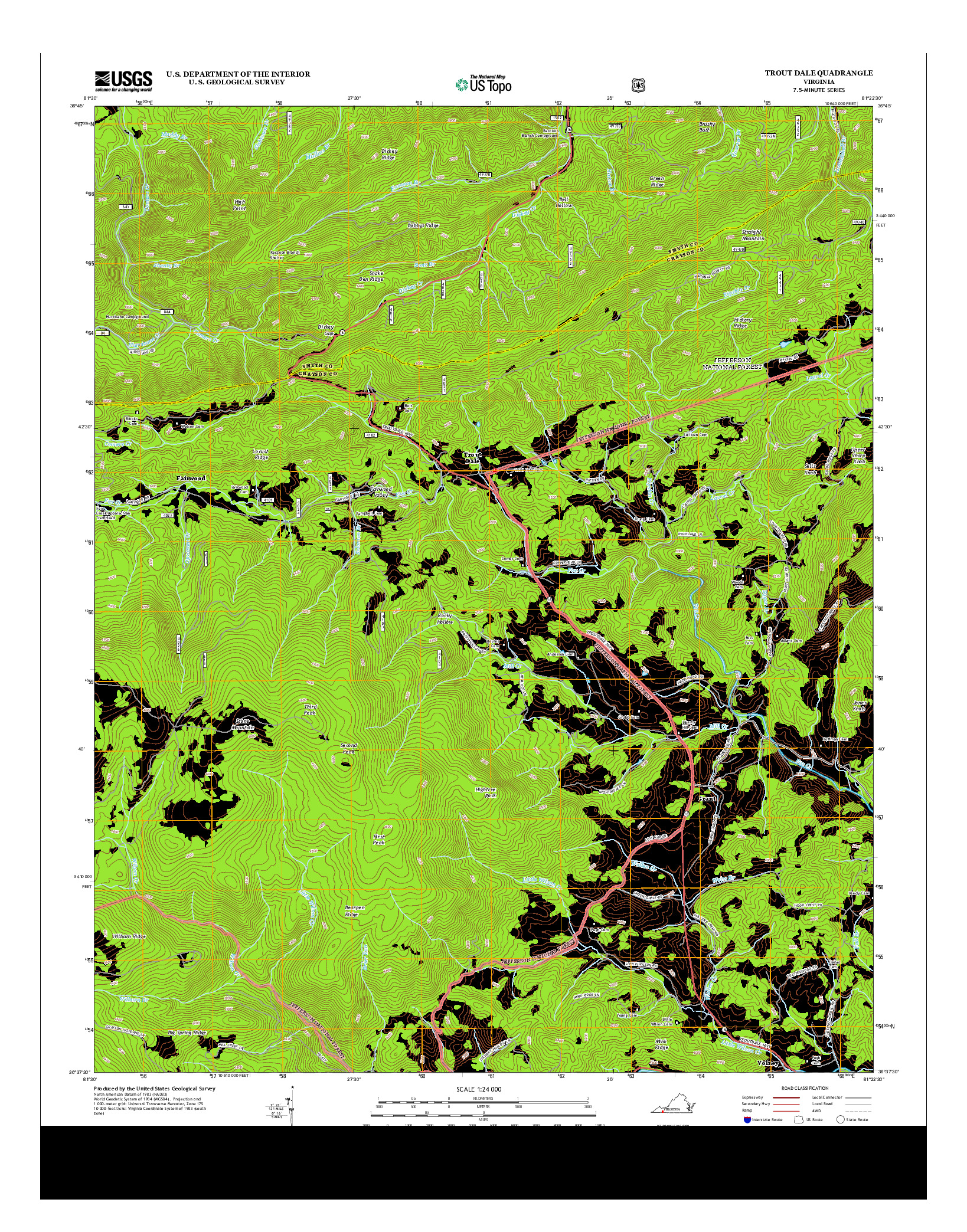 USGS US TOPO 7.5-MINUTE MAP FOR TROUT DALE, VA 2013