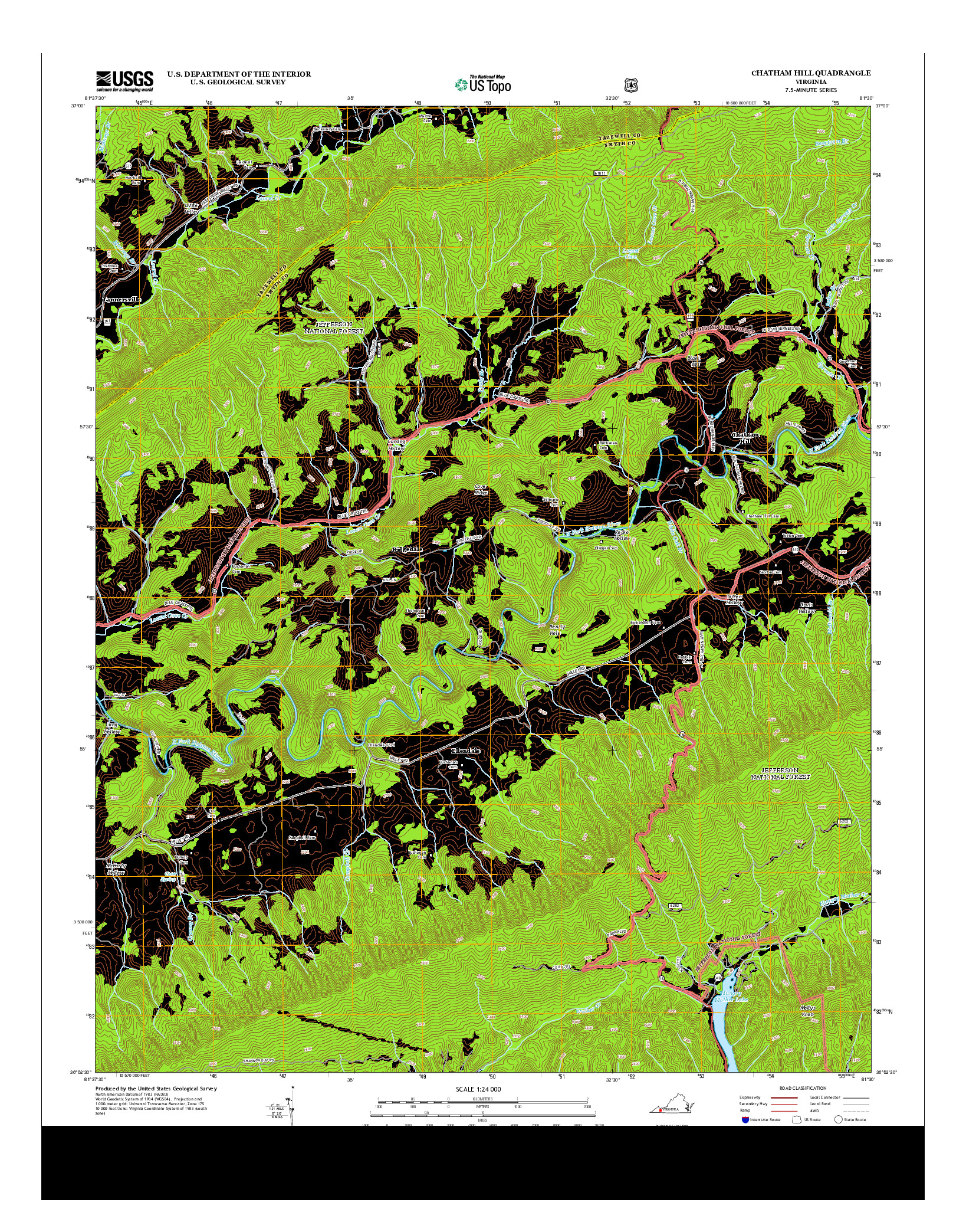 USGS US TOPO 7.5-MINUTE MAP FOR CHATHAM HILL, VA 2013