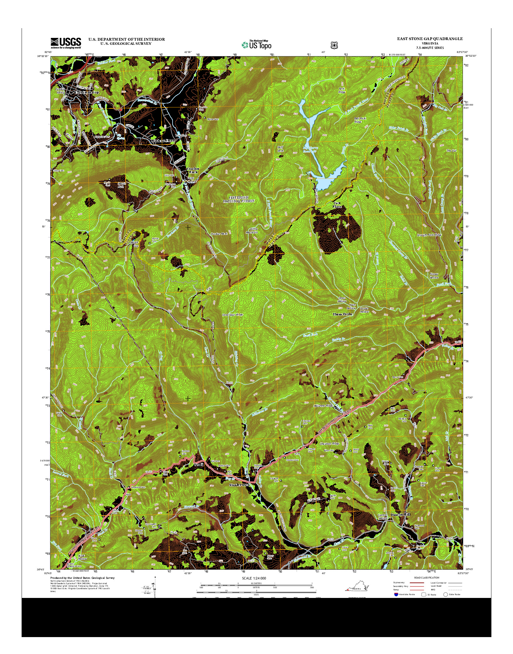 USGS US TOPO 7.5-MINUTE MAP FOR EAST STONE GAP, VA 2013